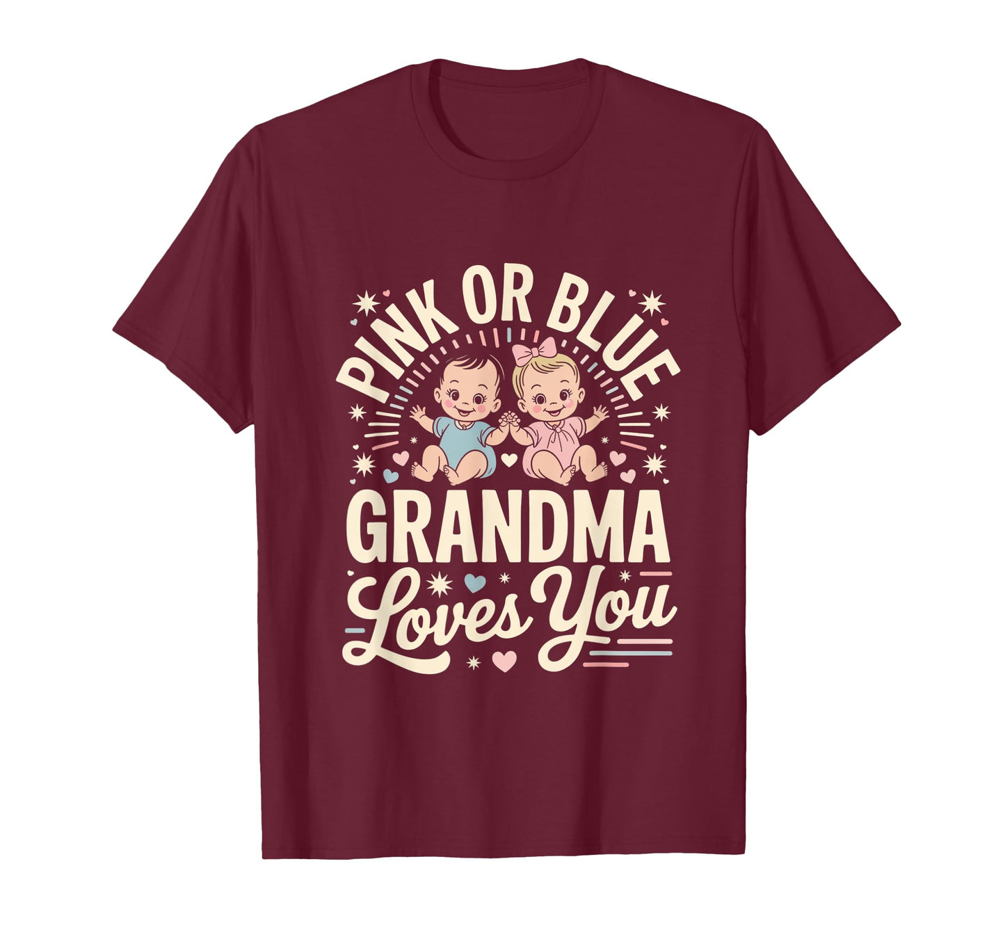 Pink Or Blue Grandma Loves You Black Baby Gender Reveal T-Shirt