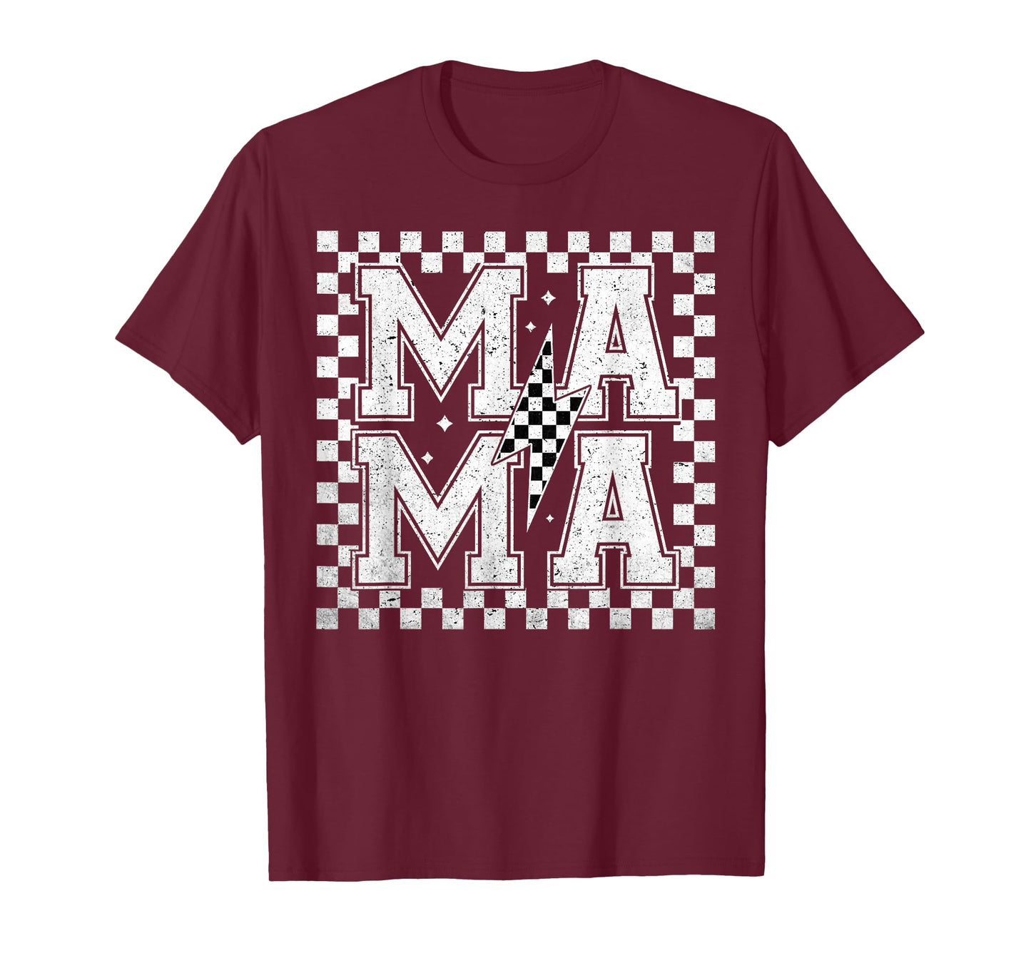 Retro Race Car Mom Racing Car Checkered Mama Mother Day T-Shirt