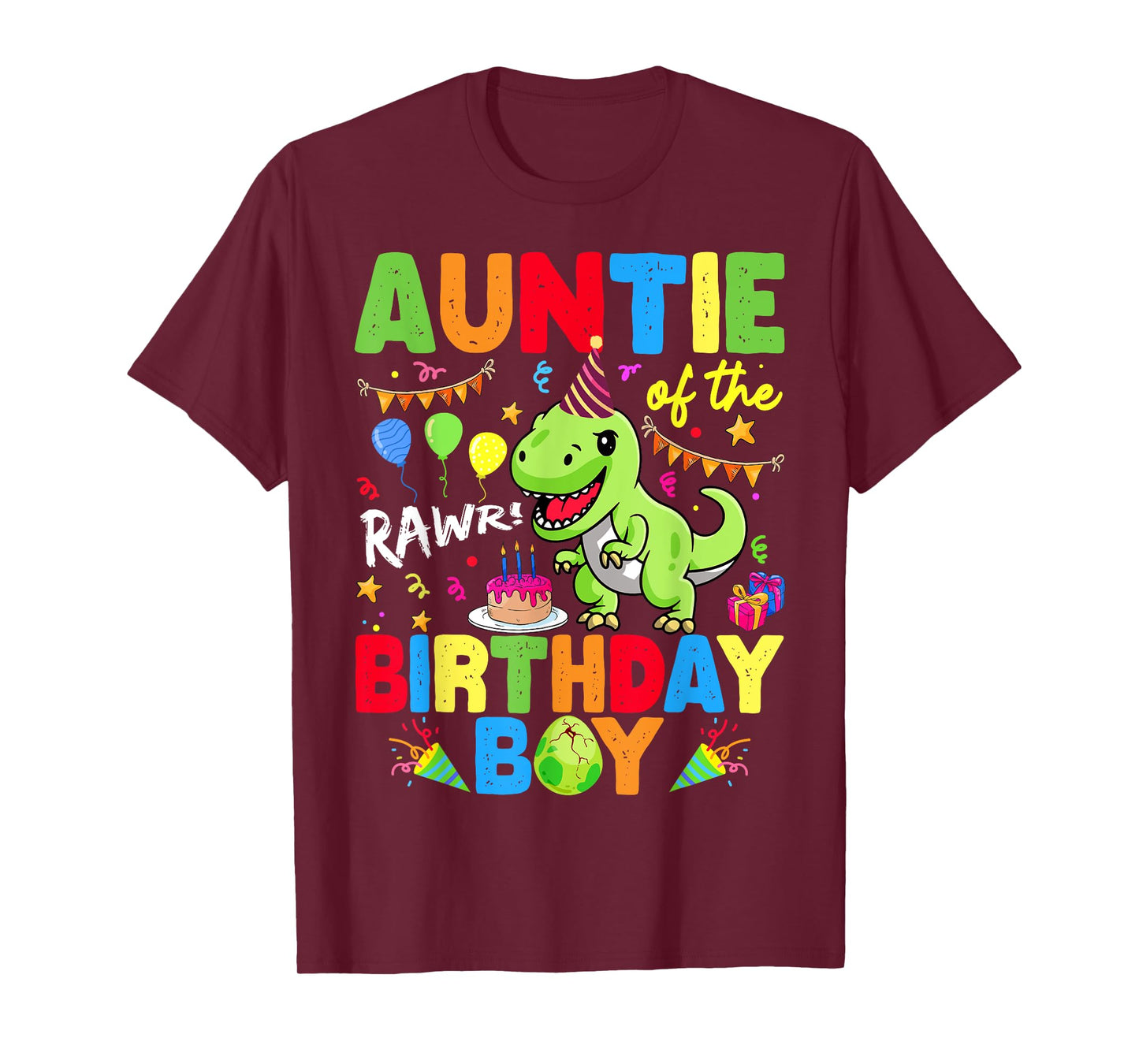 Auntie Of The Birthday Boy Dinosaur T-Rex RAWR T-Shirt