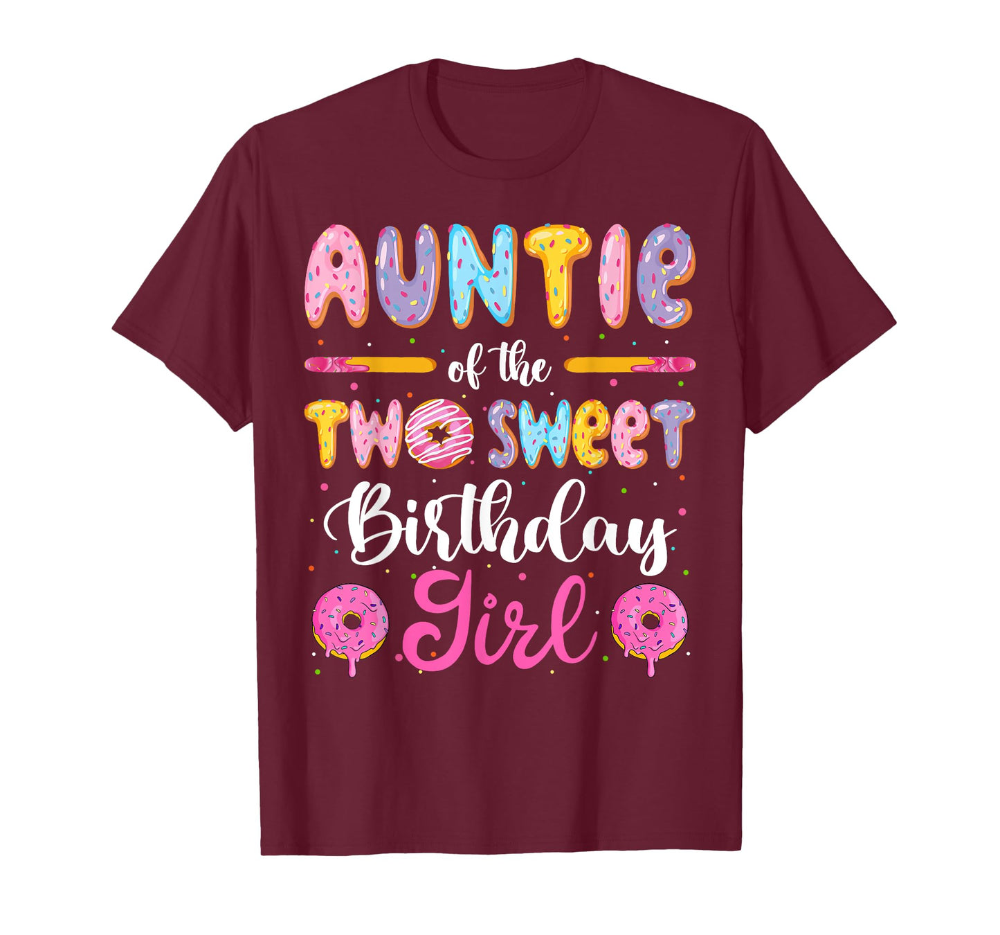 Auntie Of The Two Sweet Birthday Girl Donut 2Nd Birthday T-Shirt