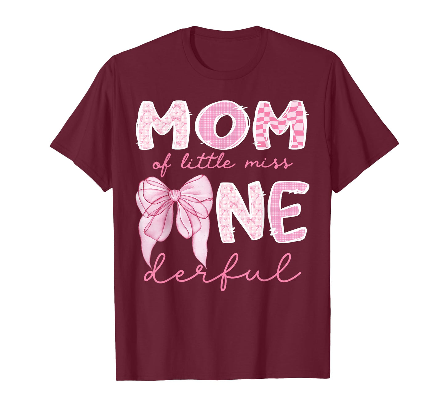 Mom of Little Miss Onederful First Birthday Girl Coquette T-Shirt