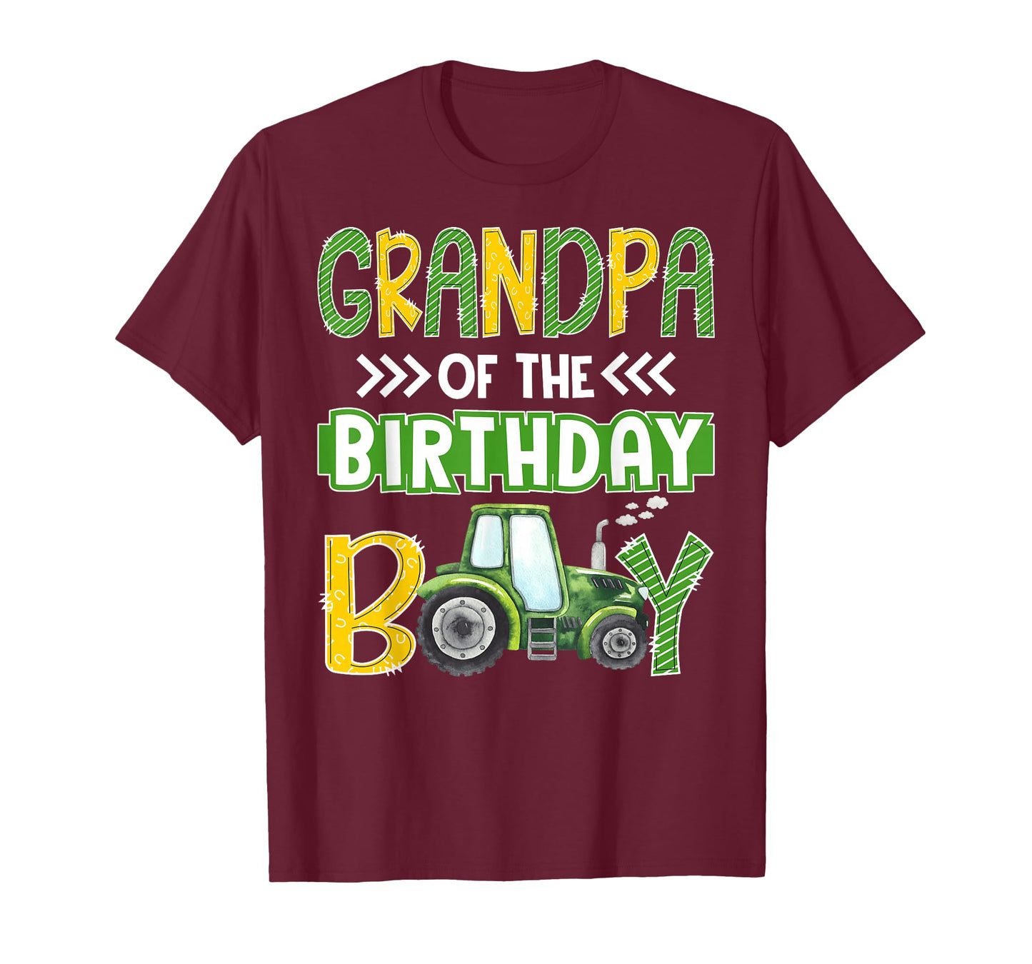 Grandpa of The Birthday Boy Tractors Farm Trucks Family T-Shirt