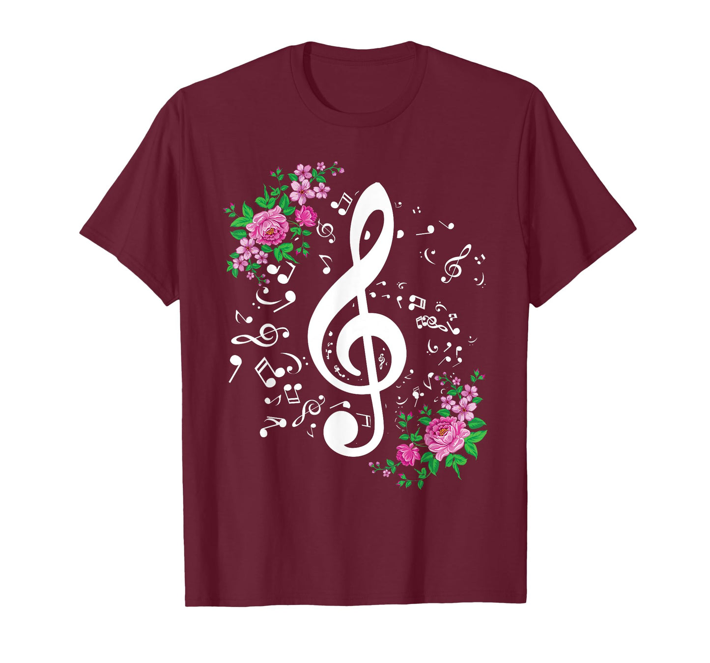 Cut Music Notes Clef Teacher,musical Notes and Flowers T-Shirt
