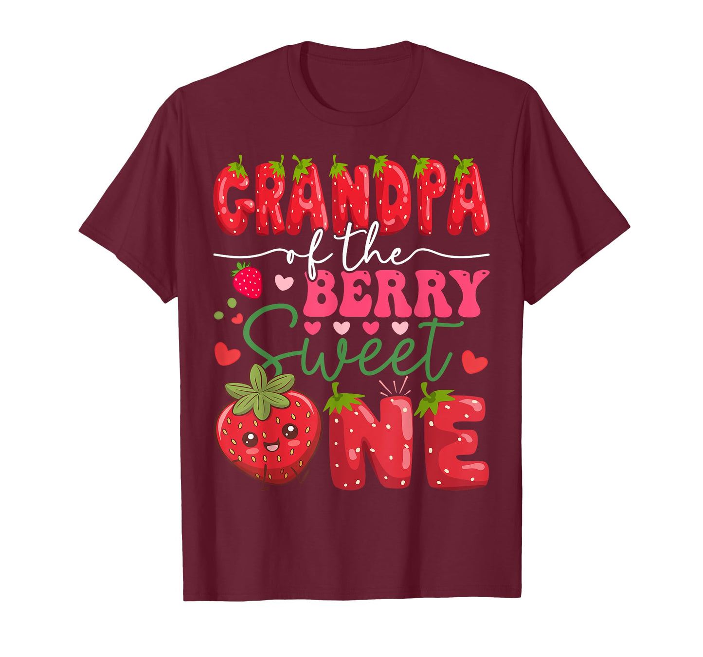 Grandpa Of The Berry Sweet One Strawberry 1St Birthday T-Shirt