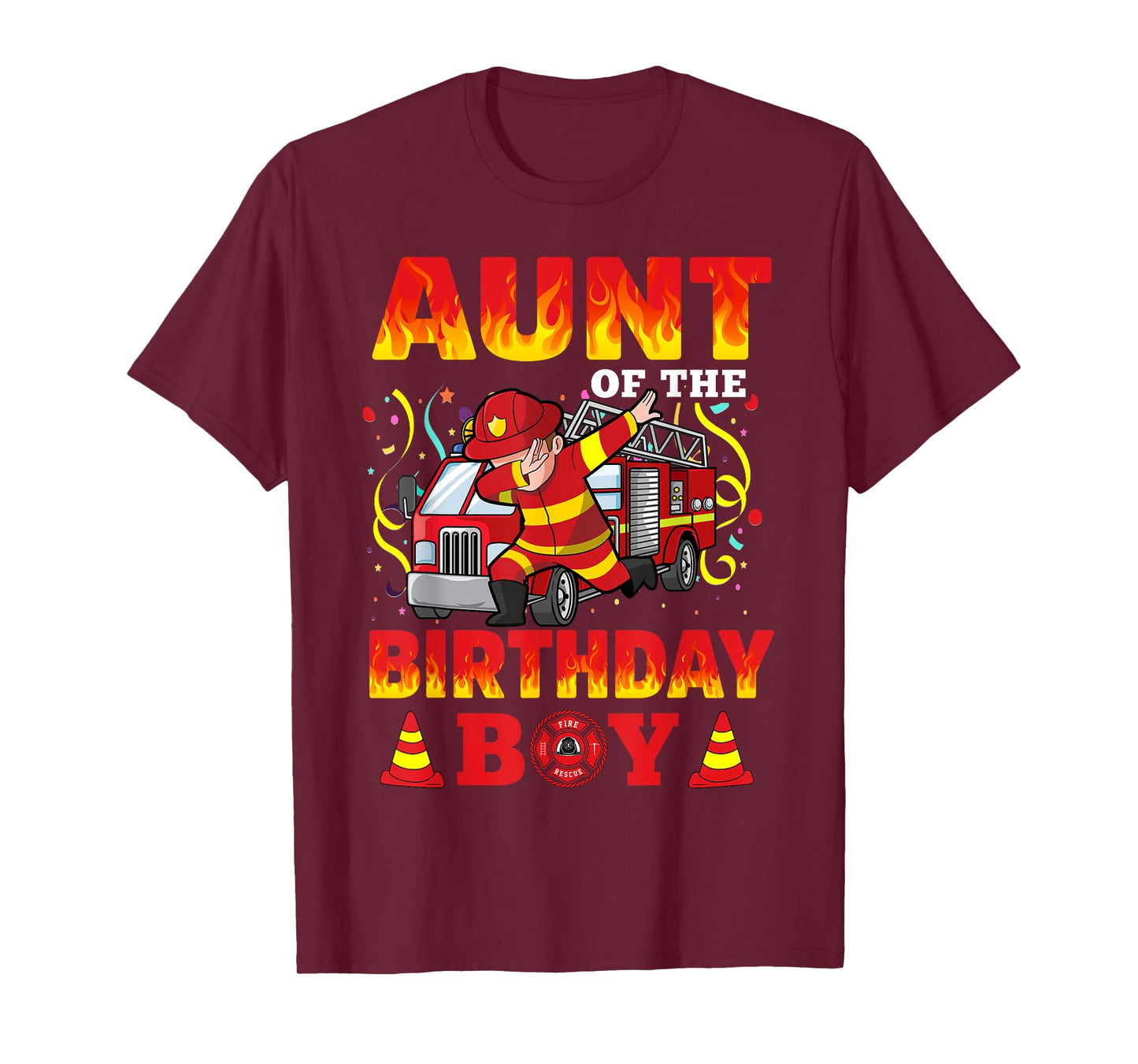 Aunt Of The Birthday Boy Fire Truck Firefighter Boys T-Shirt