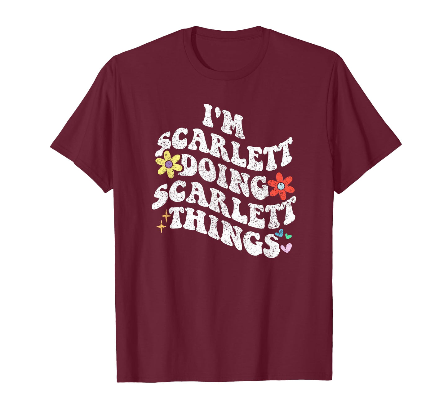 Personalized Name Mothers Day outfit For Women Retro Groovy Im SCARLETT Doing SCARLETT Things Funny T-Shirt