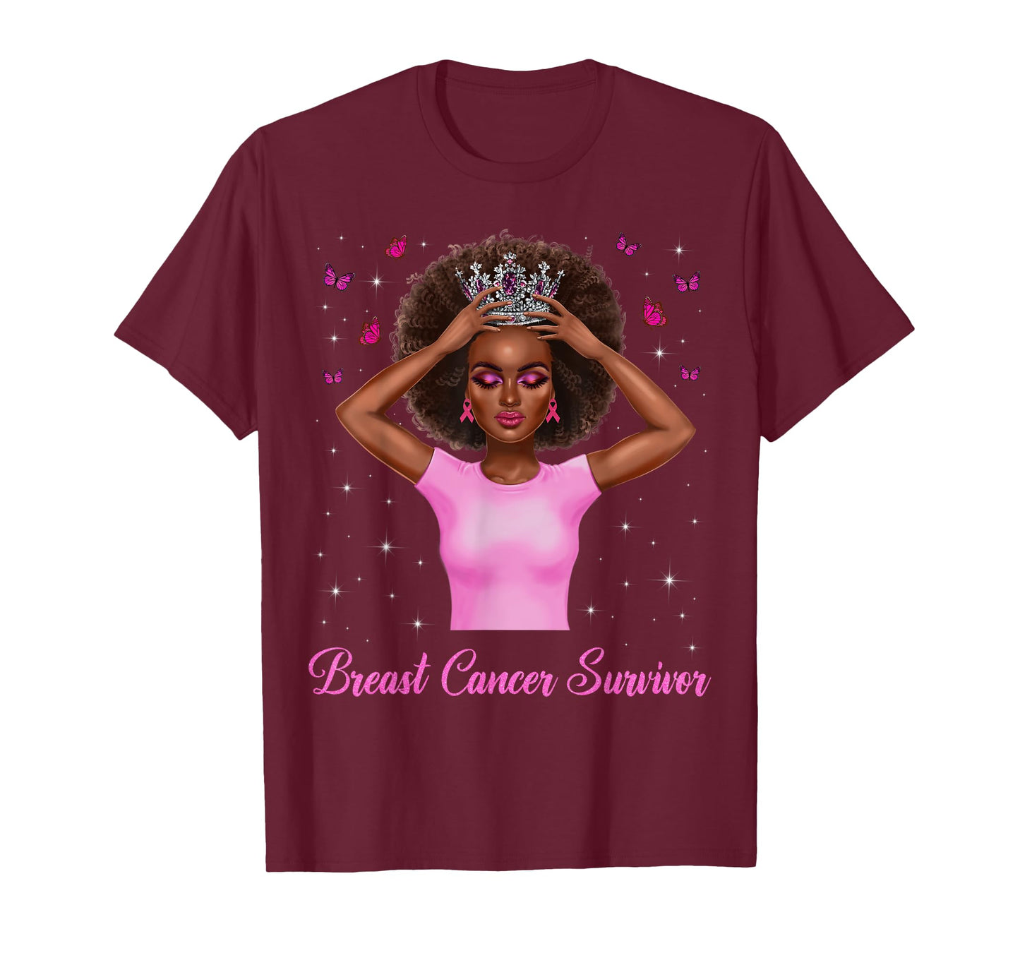Breast Cancer Survivor Awareness African Woman Black Queen T-Shirt