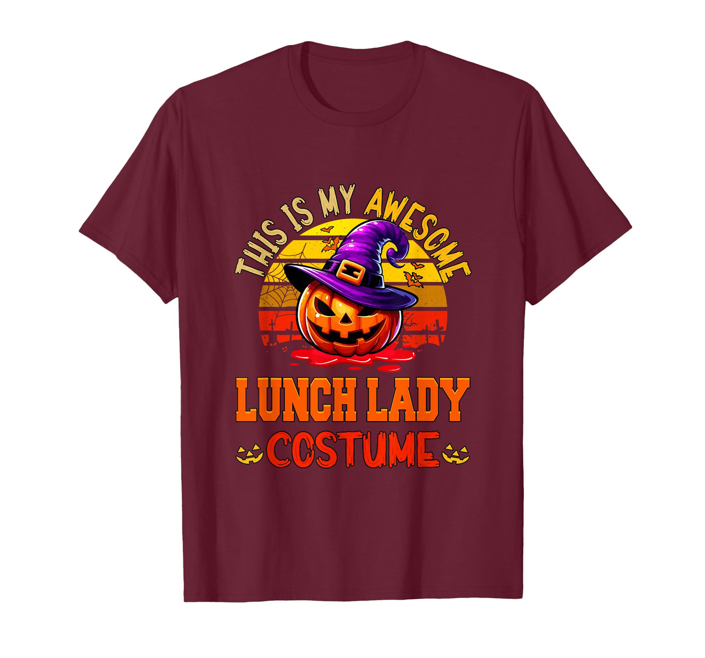 Vintage My Awesome Lunch Lady Costume Witch Carved Pumpkin T-Shirt