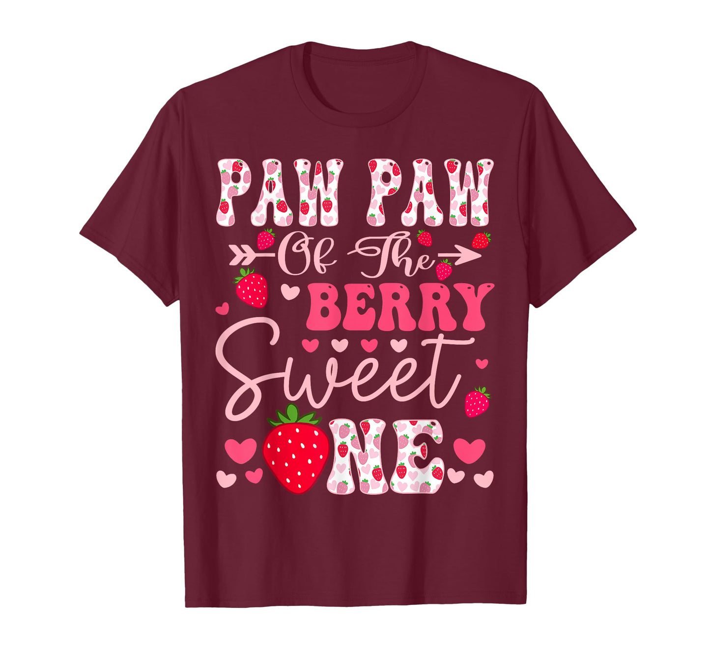 Paw Paw Of The Berry Sweet One Strawberry 1St Birthday T-Shirt
