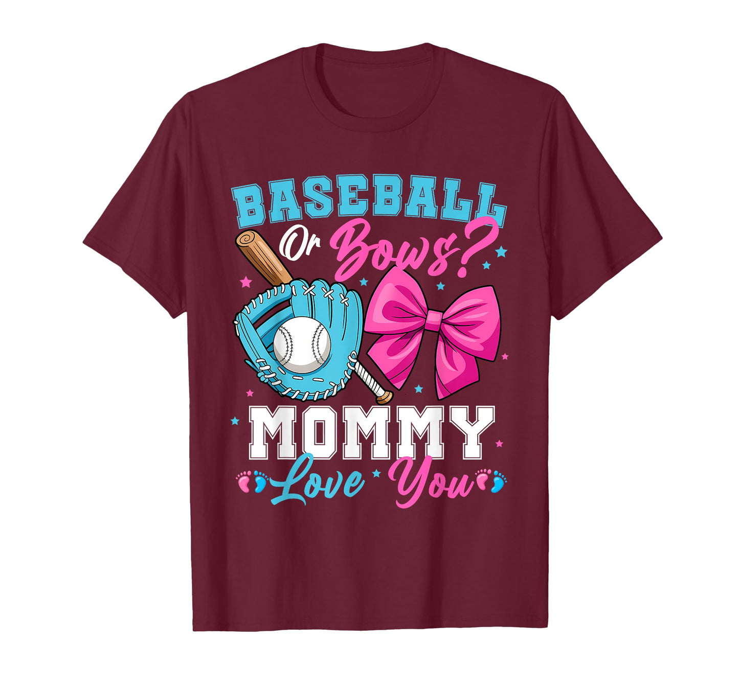 Baseball Or Bows Mommy Loves You Gender Reveal Family T-Shirt