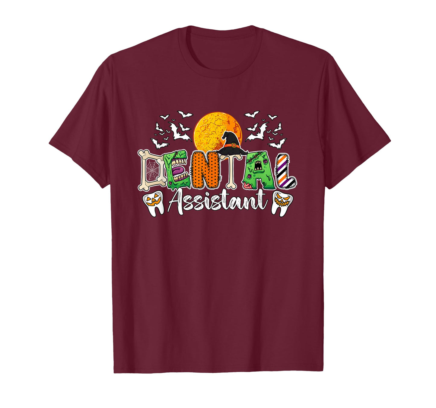 Dental Assistant Job Halloween Zombies Witch Costume Team T-Shirt