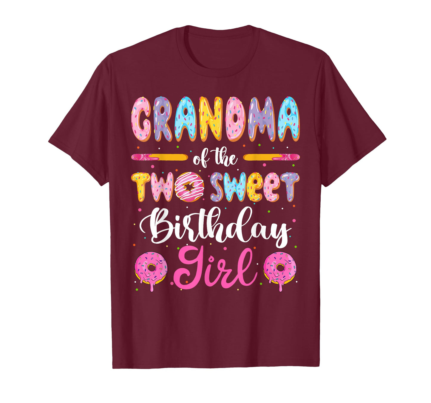 Grandma Of The Two Sweet Birthday Girl Donut 2Nd Birthday T-Shirt
