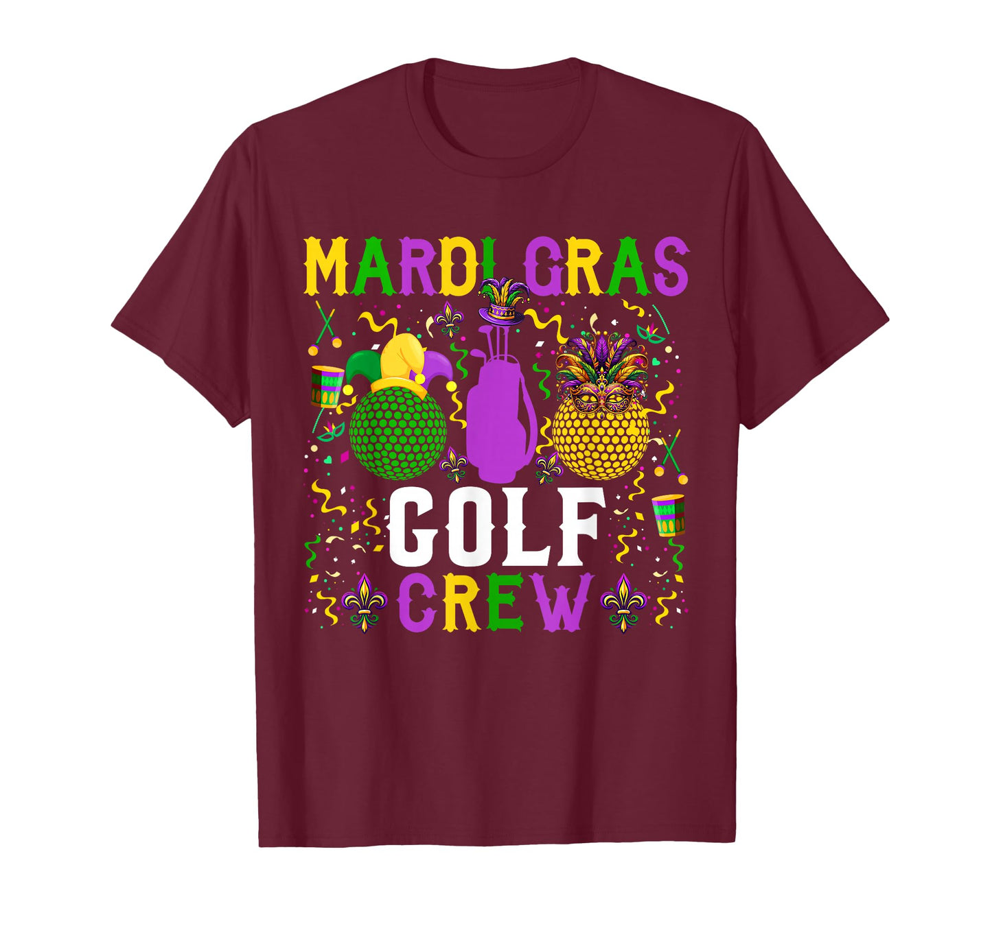 Mardi Gras Golf Crew Cute Masked Beads Player Team T-Shirt