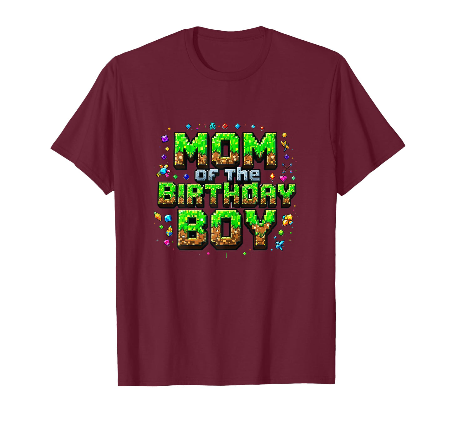 Mom Of The Birthday Boy Game Pixel Number Birthday Party T-Shirt