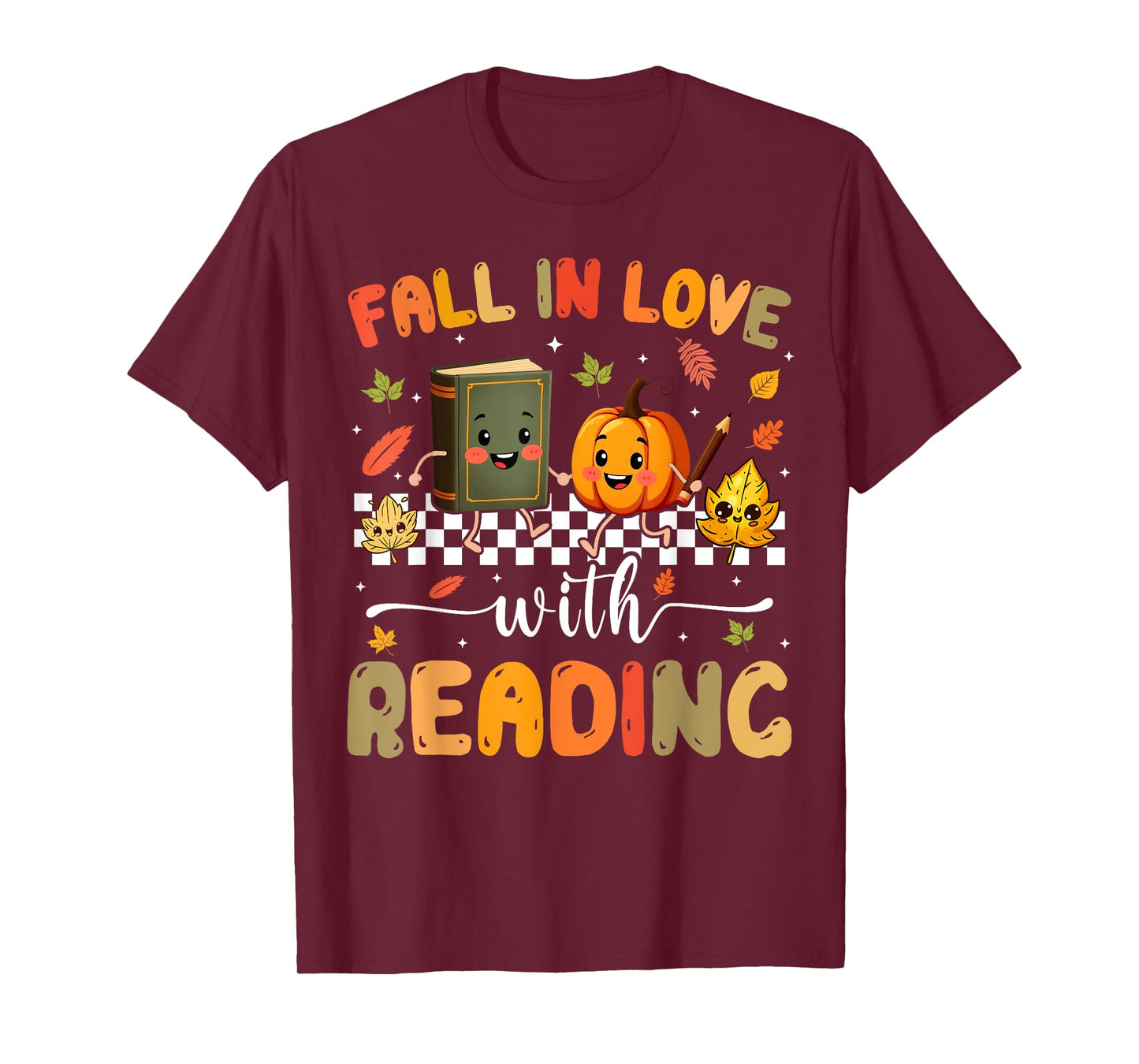 Fall In Love With Reading Pumpkin Autumn Fall Teacher T-Shirt