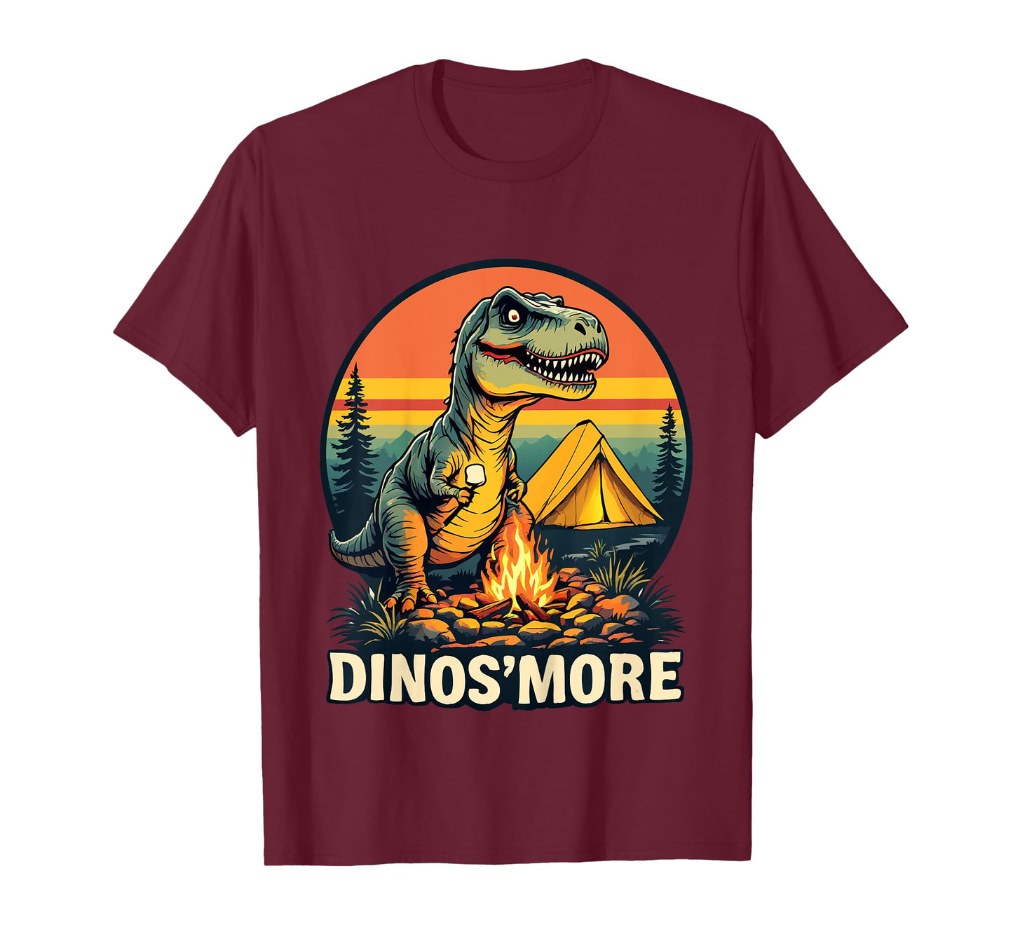 Kids Funny Dinos'more Camping Dinosaur Camp Smore Dino Campfire T-Shirt