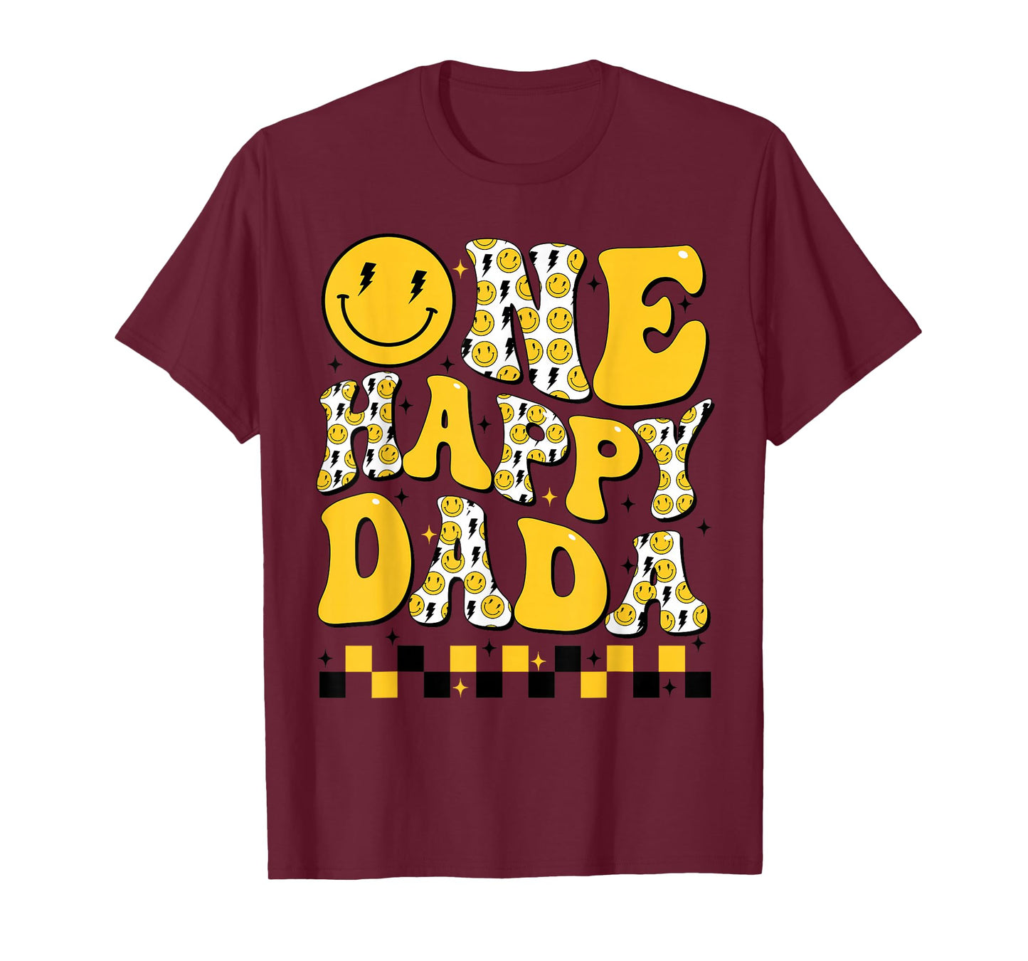 One Happy Dada 1st First Smile Face Birthday Family Matching T-Shirt