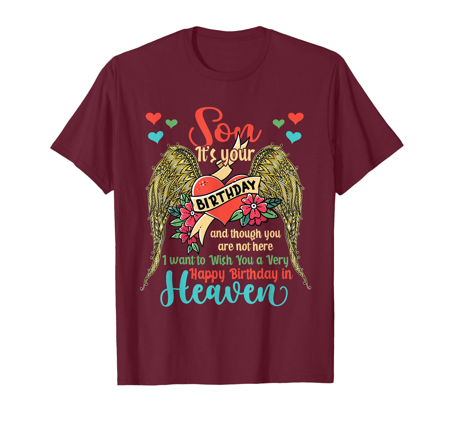 Wish A Very Happy Birthday Son In Heaven Memorial Family T-Shirt