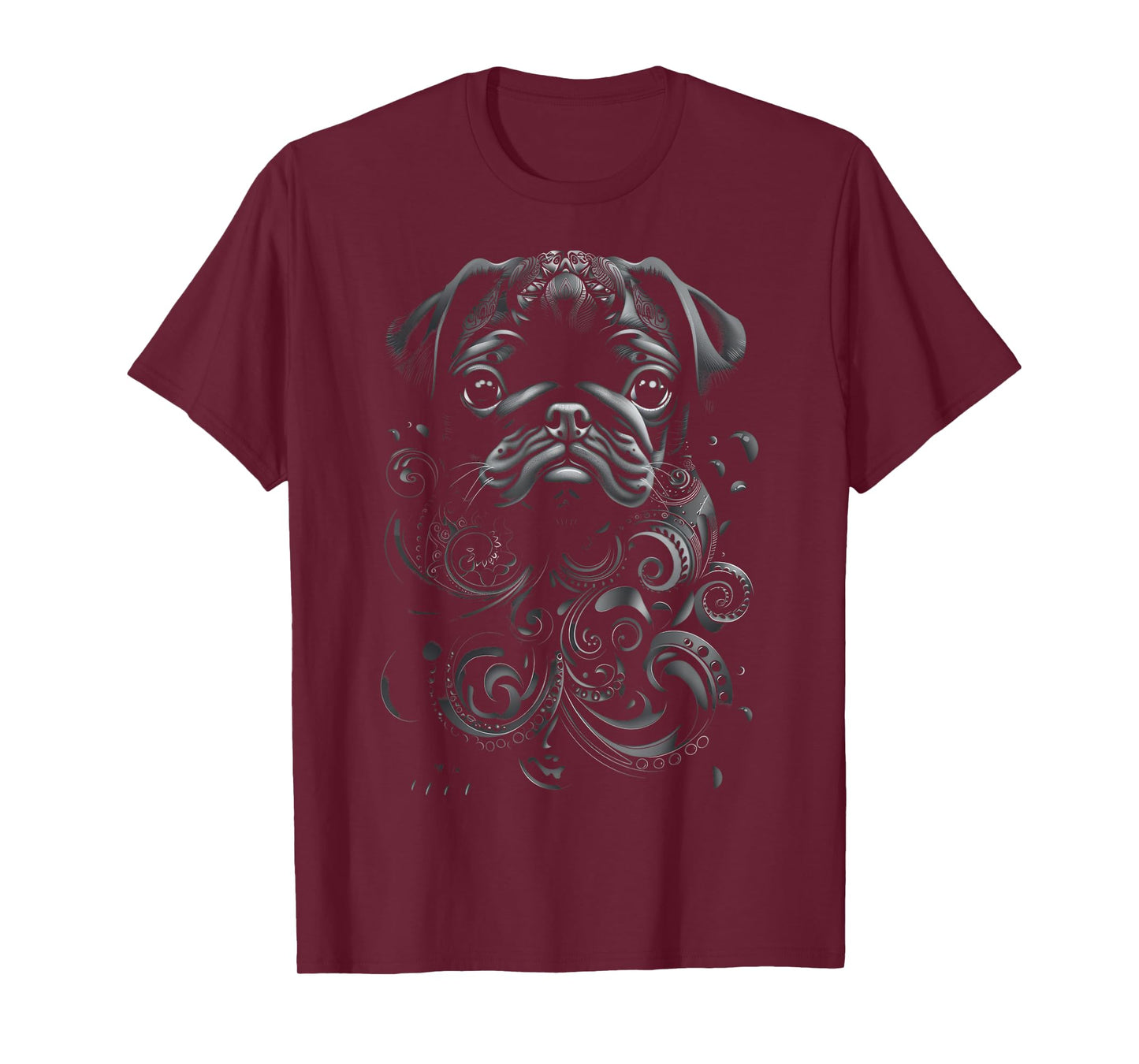 Black Pug Tribal Vintage Retro Graphic T-Shirt