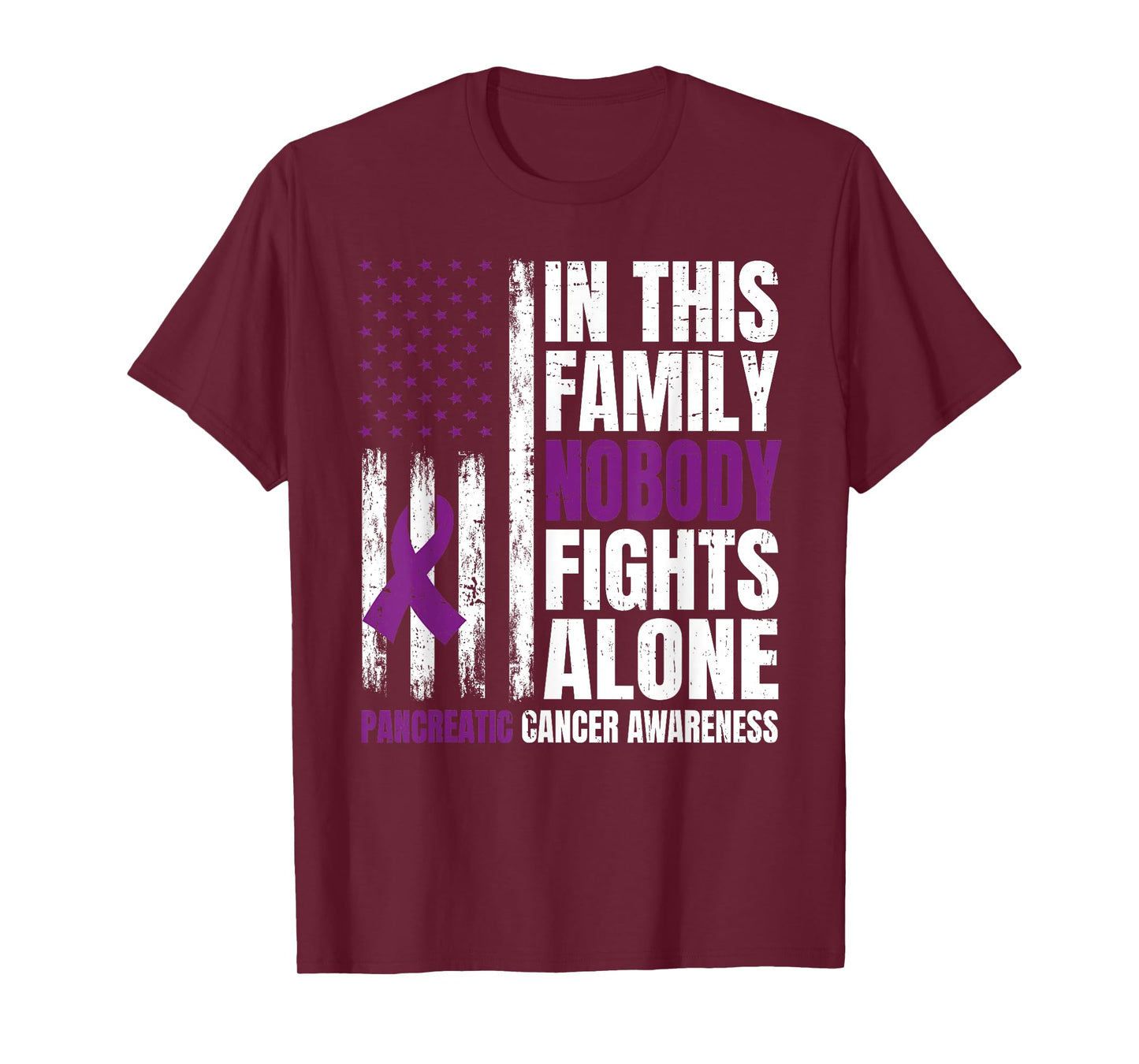 In This Family Nobody Fights Alone Pancreatic Cancer Support T-Shirt