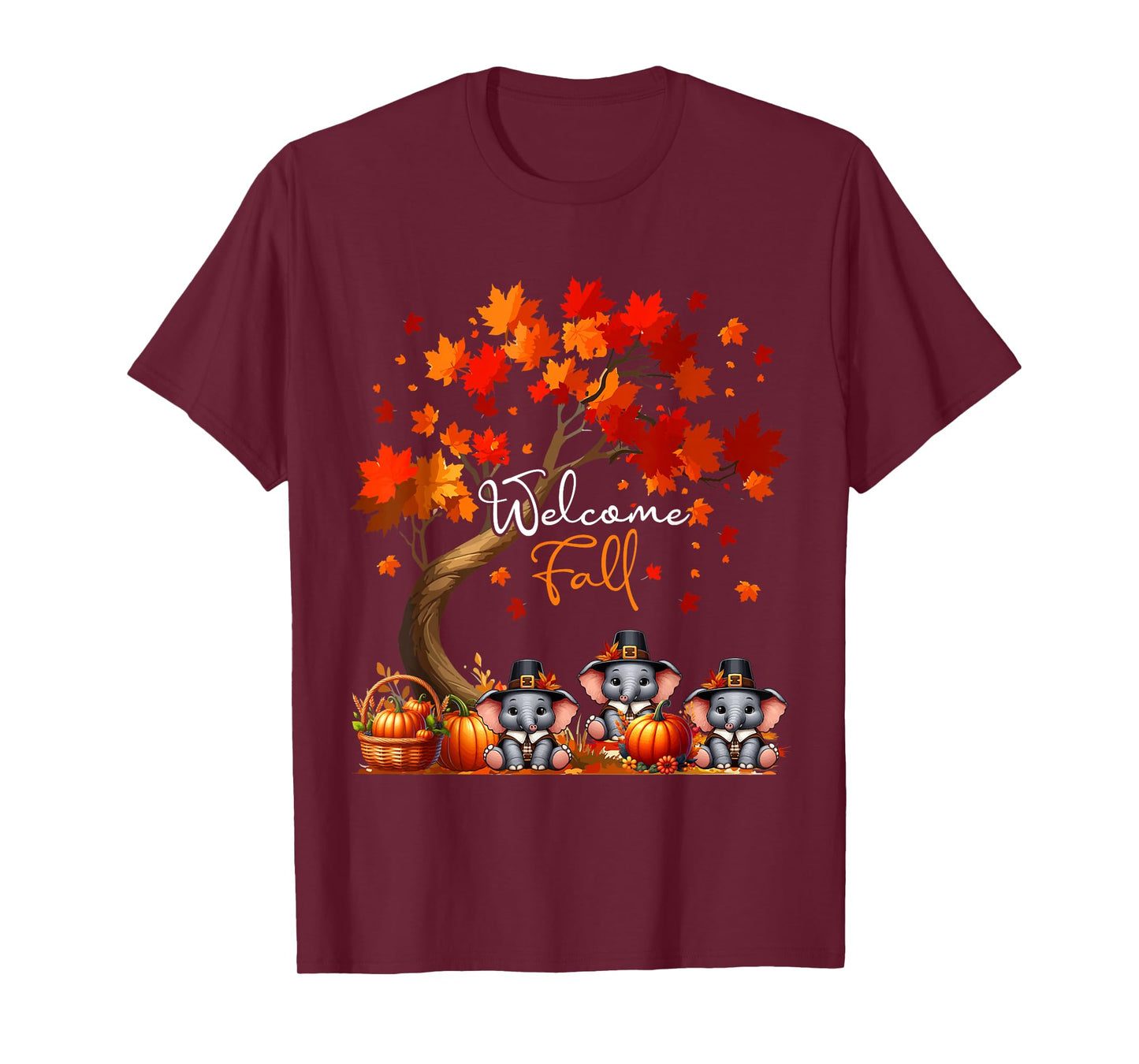 Welcome Costume Fall Three Thanksgiving Elephants Lover T-Shirt