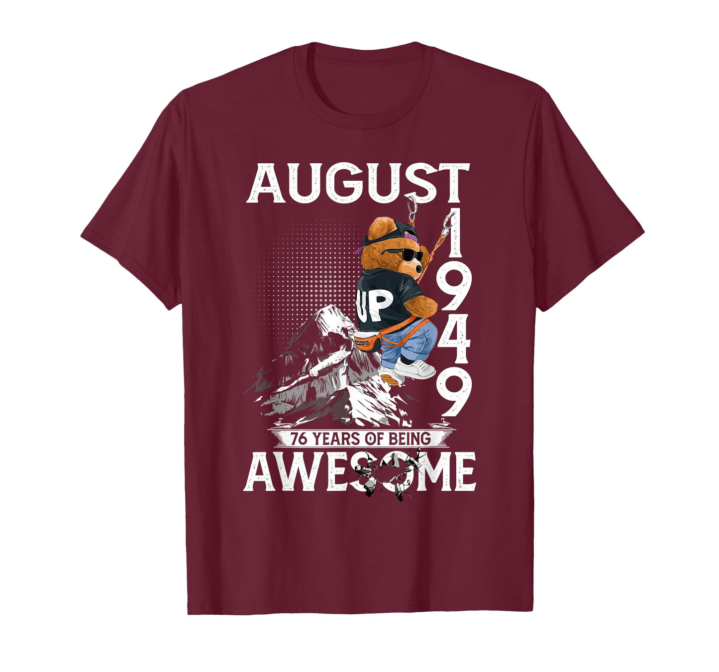 76th Birthday Bear Legends August 1949 76 Years Old For Men T-Shirt