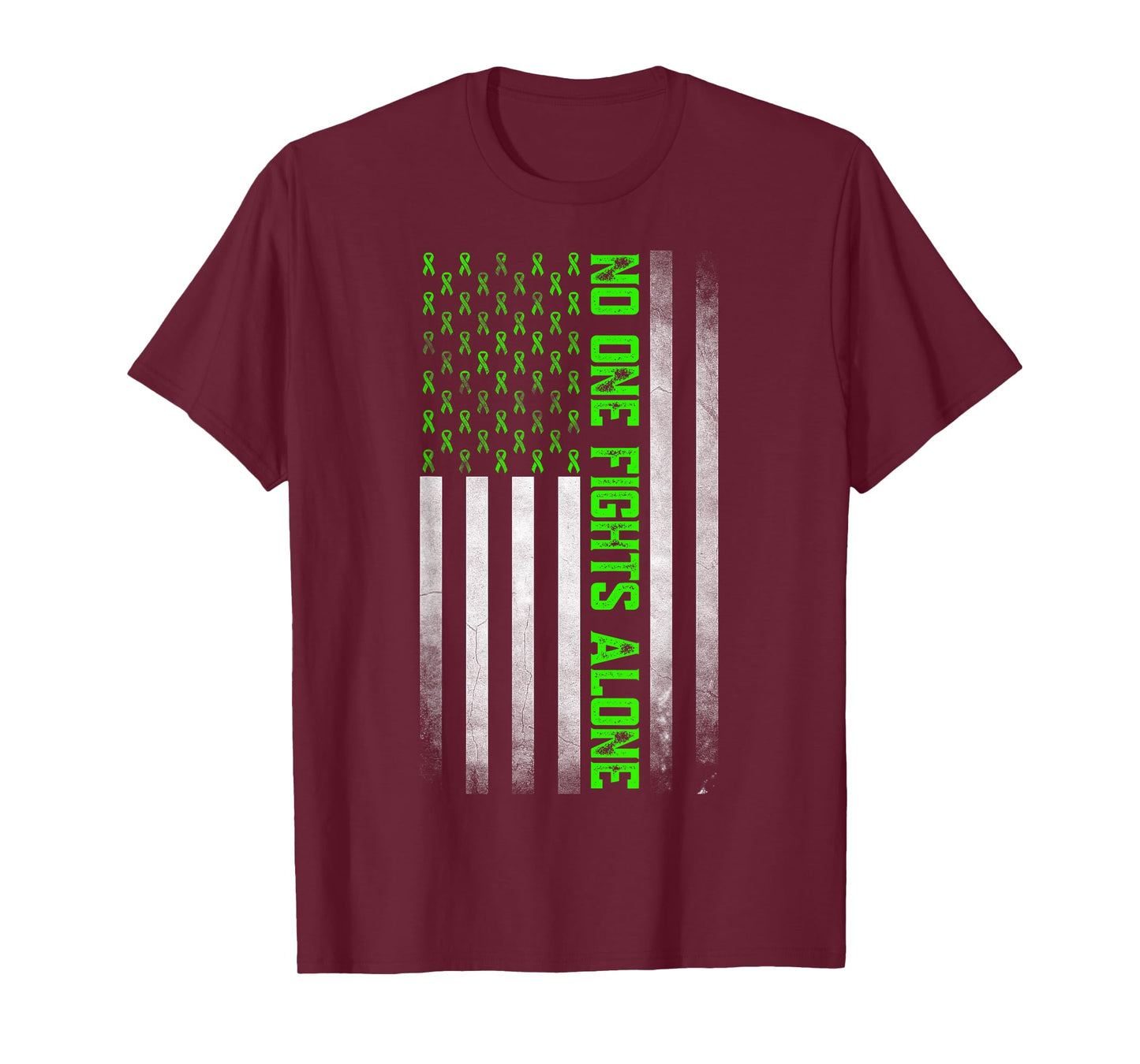 Mental Health Awareness Green Ribbon American Flag T-Shirt