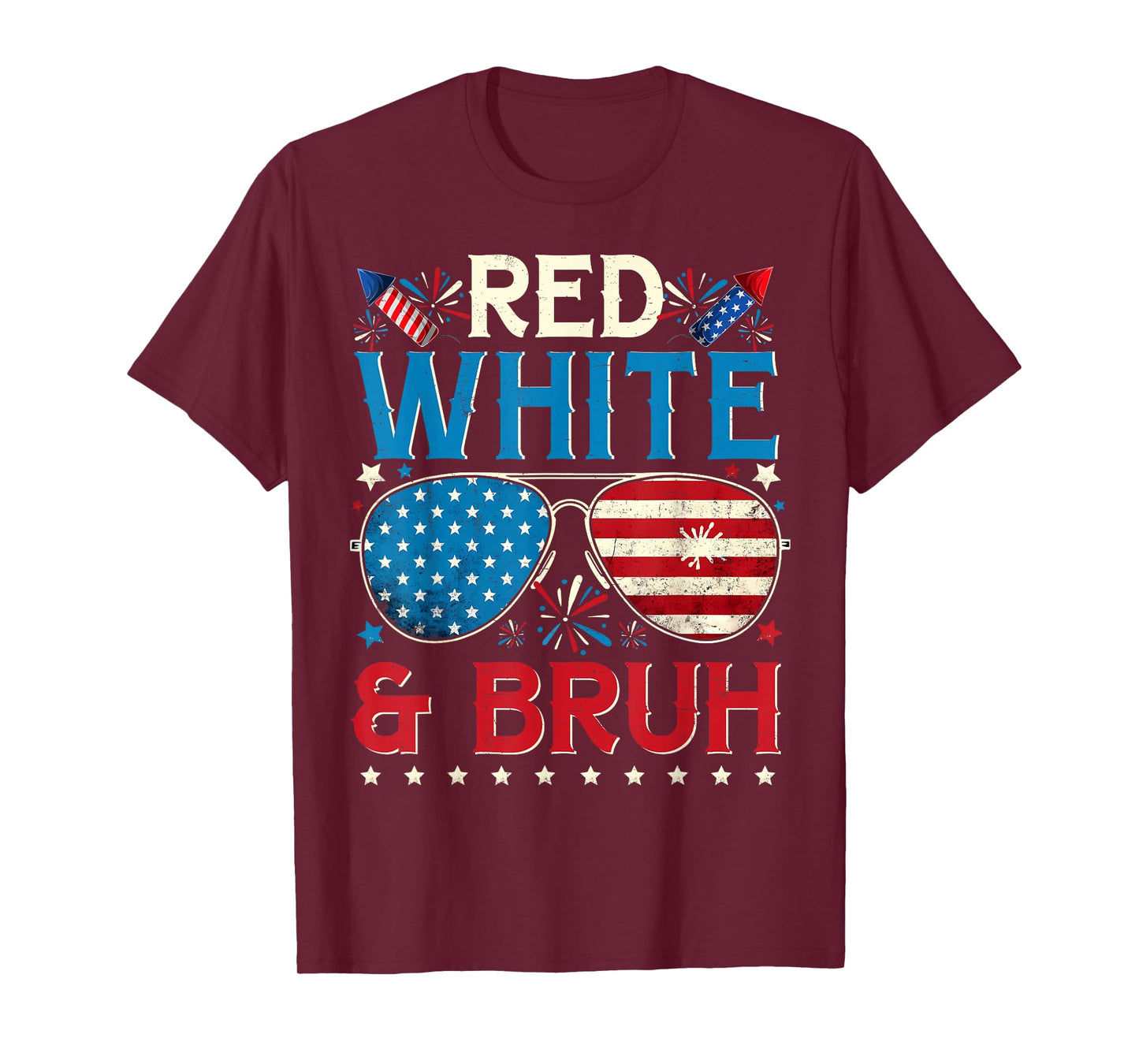 Red White And Bruh 4th Of July Boys Patriotic Teens Kids T-Shirt