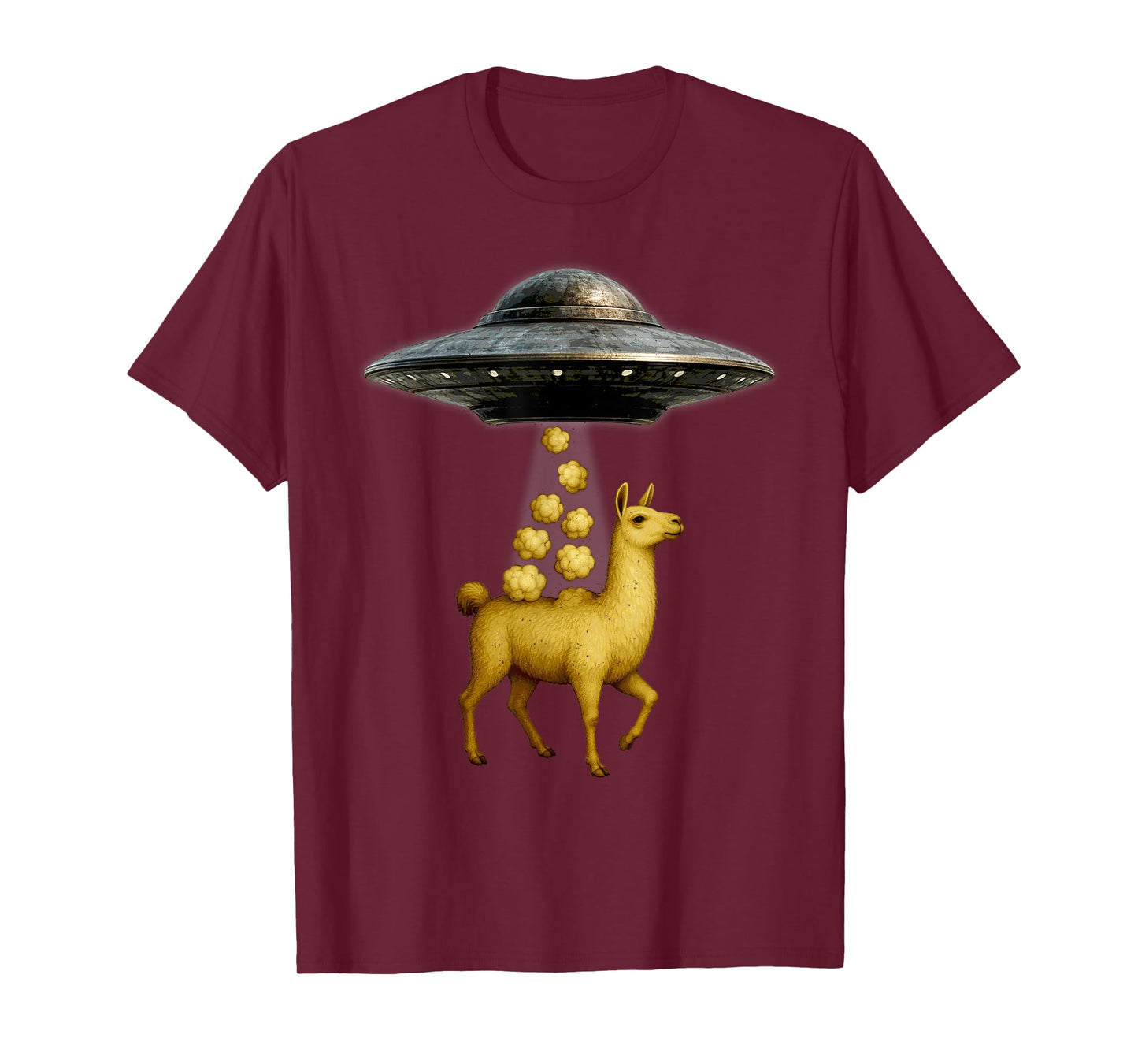 UFO Abduction Llama Moon Day Alien Invasion Animal Lover T-Shirt