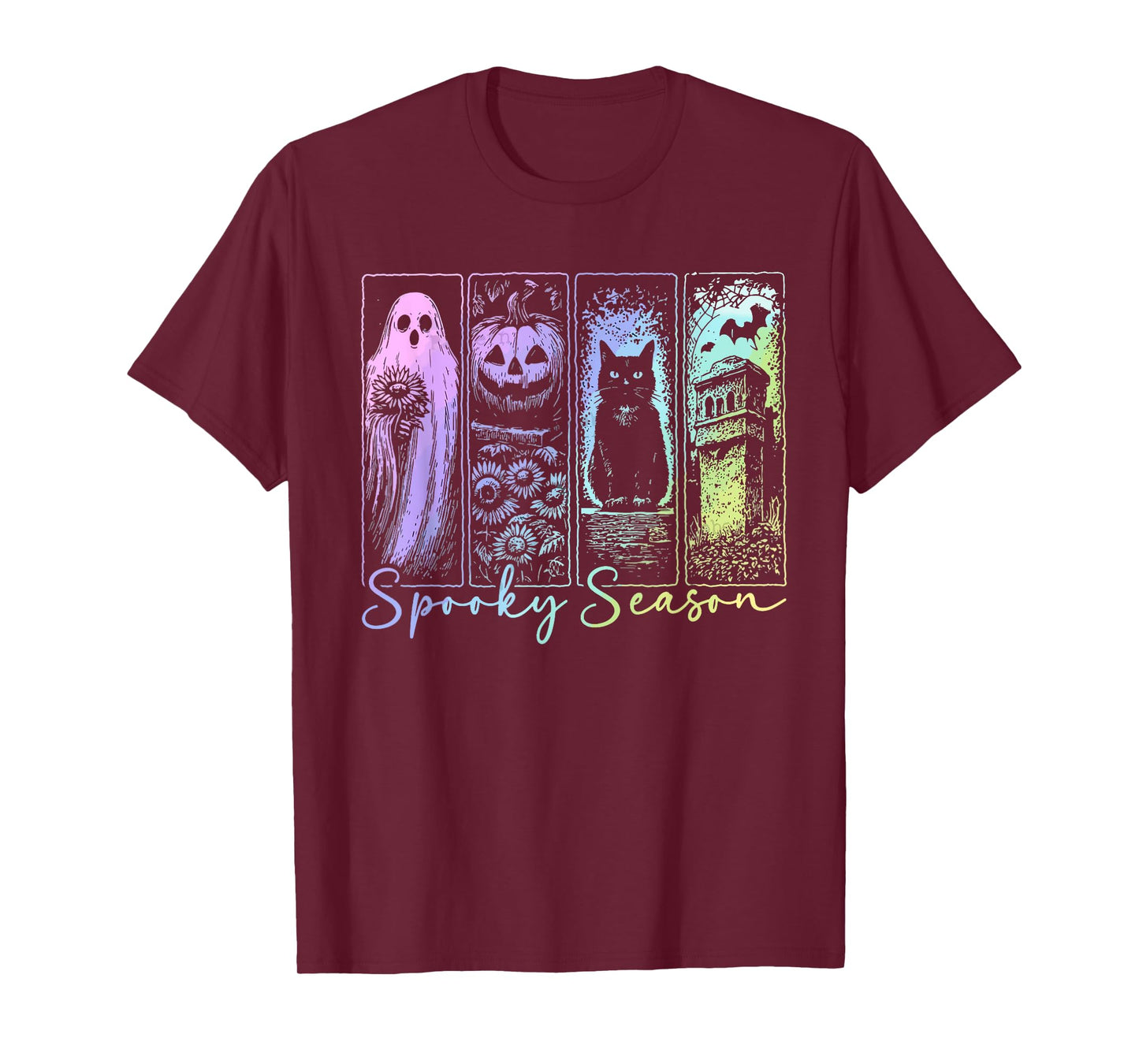 Vintage Funny Spooky Season Ghost Flower Halloween Costume T-Shirt