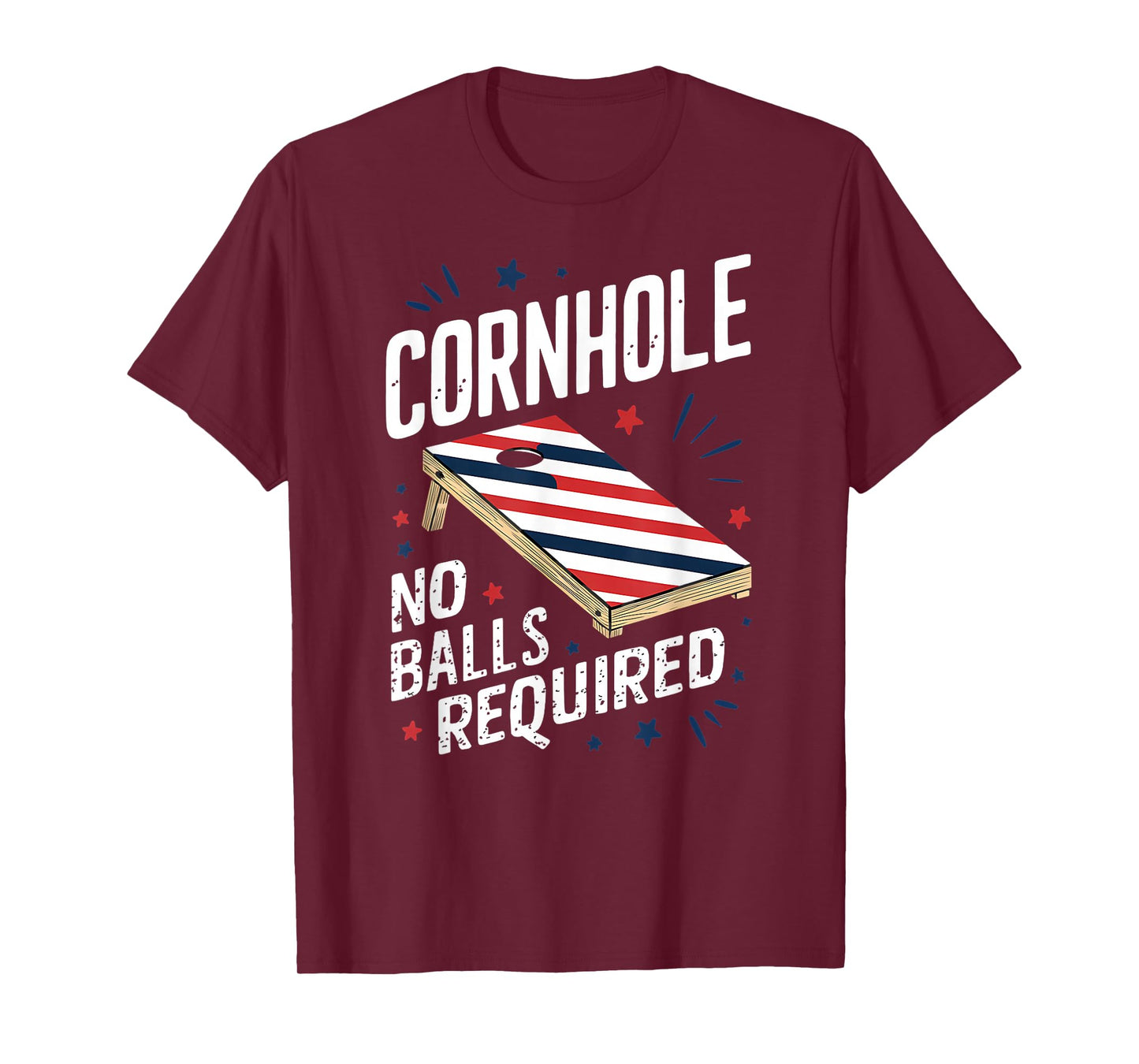 Funny Patriotic July 4th Cornhole No Balls Required T-Shirt