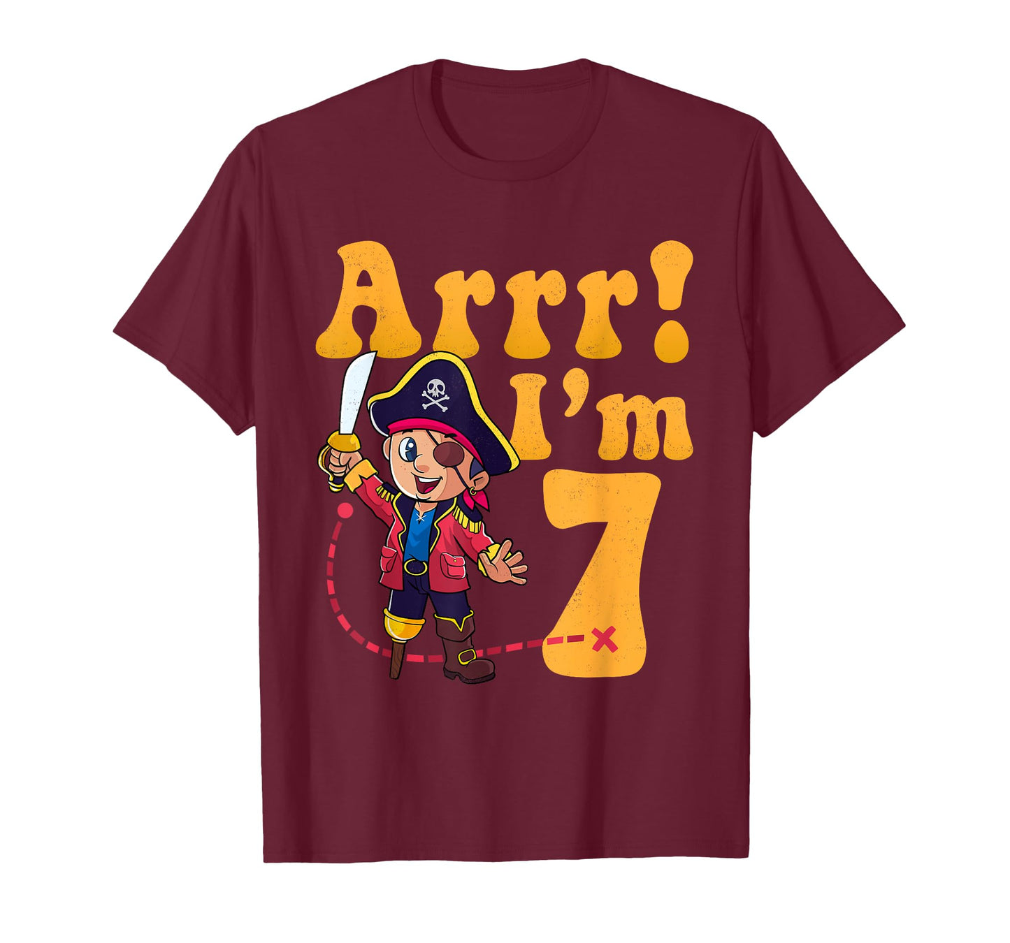 Kids 7th Pirate Birthday Party Arrr I'm 7 Seven Years Old T-Shirt