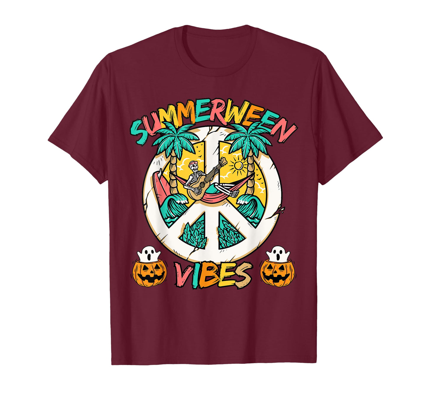 Summerween skeleton chill out at the Beach with summer vibes T-Shirt