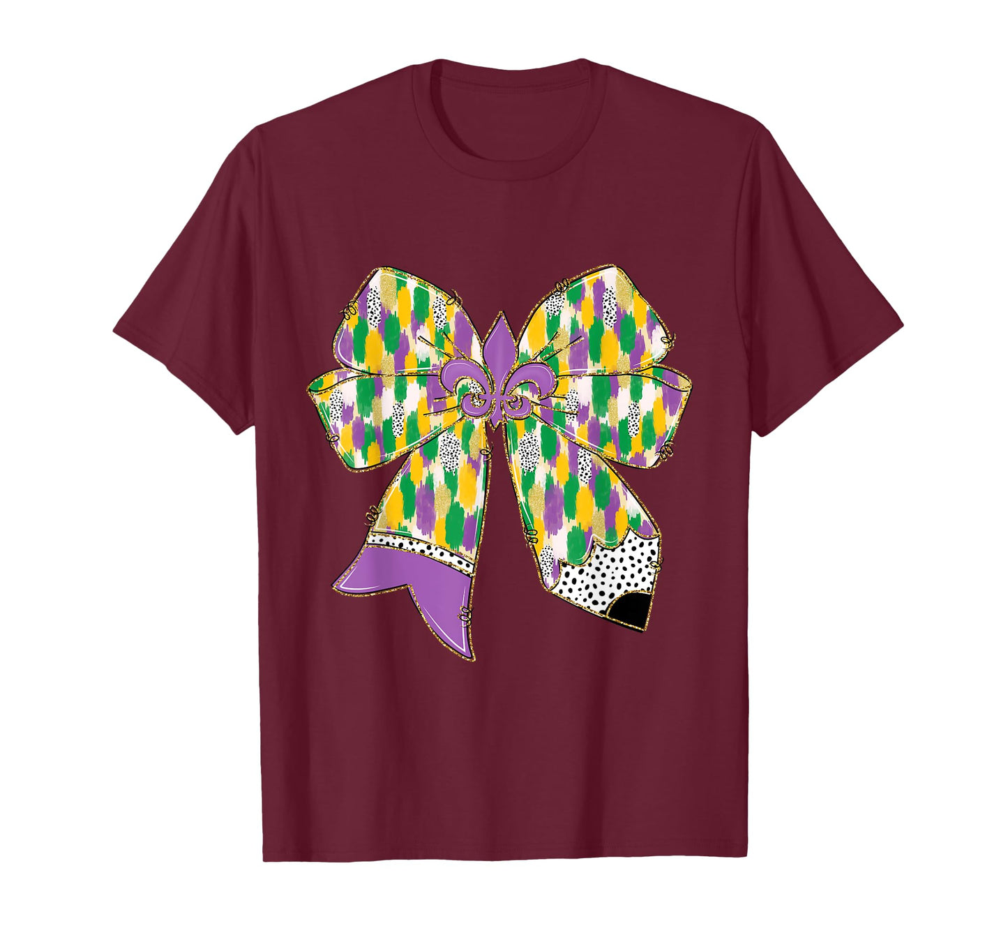 Teacher Krewe Mardi Gras Festival Fleur De Lis Coquette Bow T-Shirt