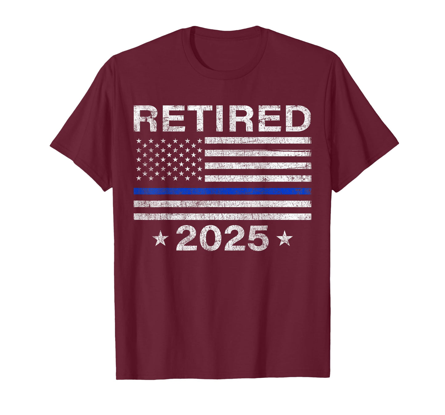 Retired 2025 Thin Blue Line US Flag Police Retirement Gifts T-Shirt
