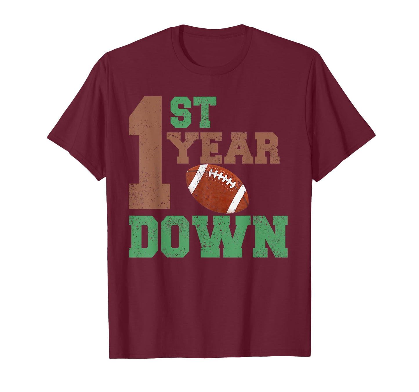 1st Year Down Football Lover First Birthday Boy Party T-Shirt