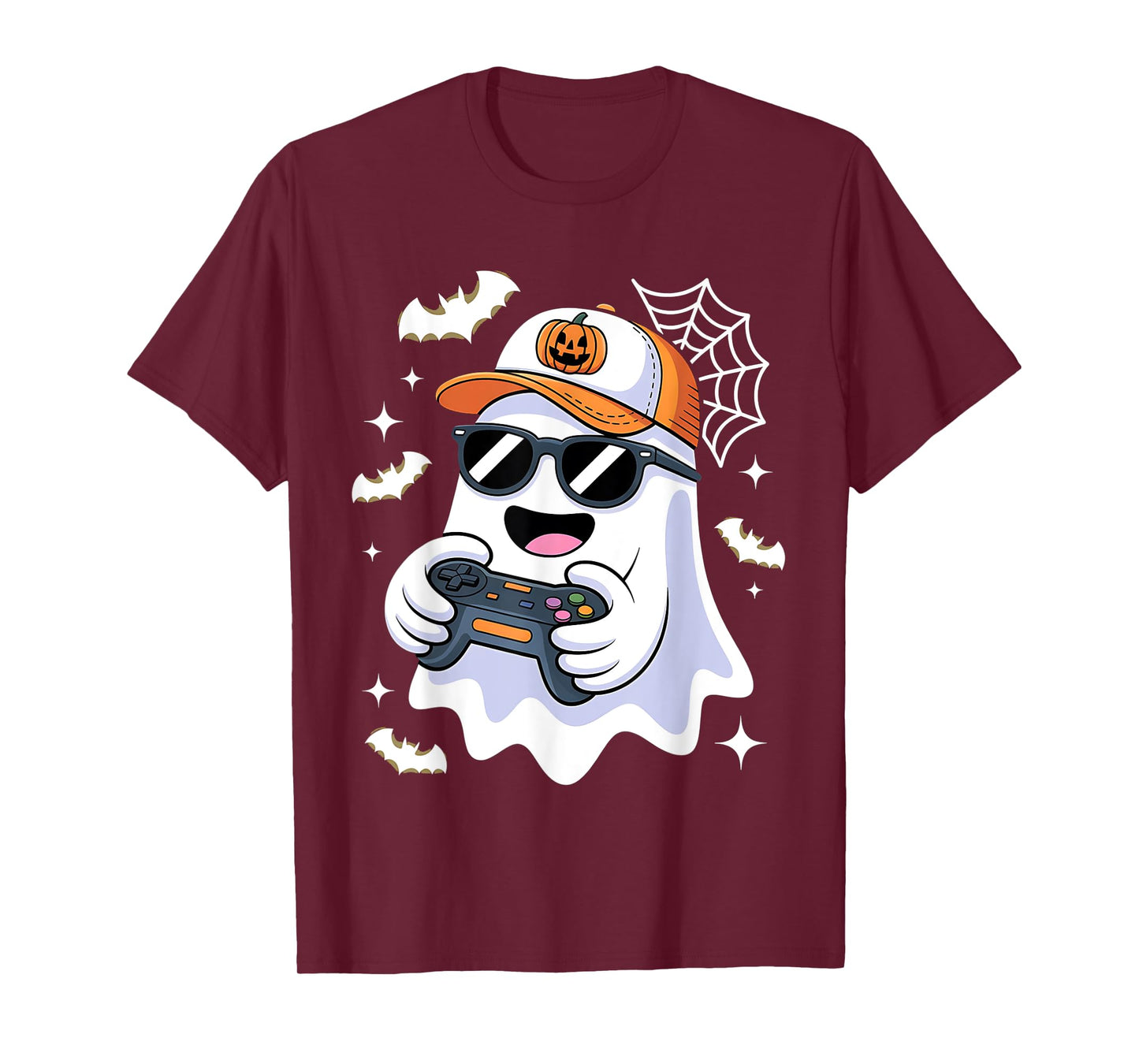 Halloween Ghost Gamer Scary Costume Gaming Men Boys Kids T-Shirt