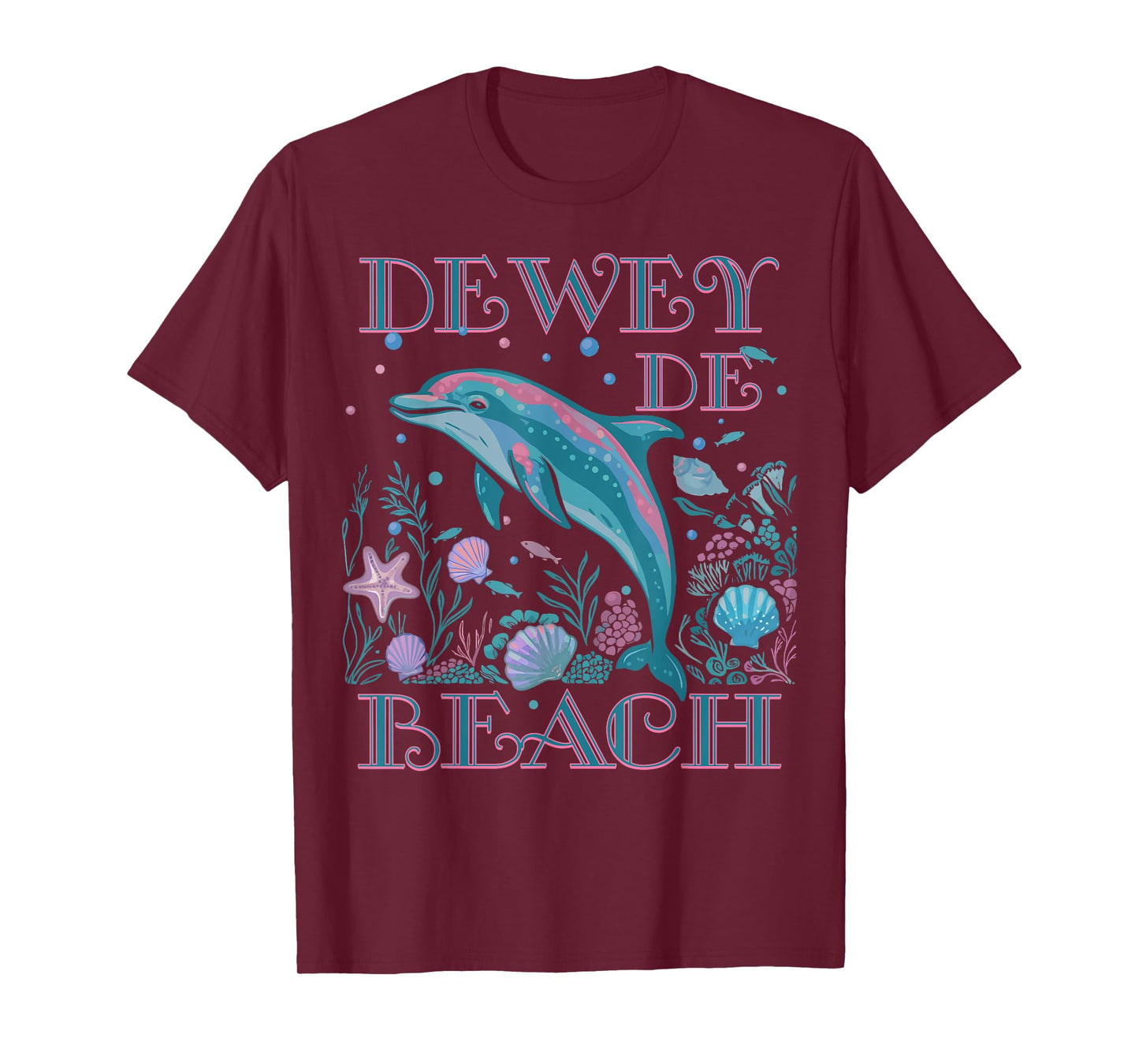 DEWEY BEACH DE DOLPHIN LOVER COLORFUL BEACH SOUVENIR T-Shirt