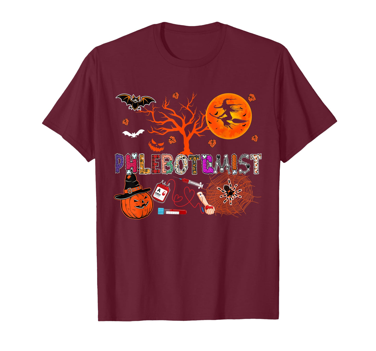 Phlebotomist Halloween Zombie Costume Skeleton Scary Pumpkin T-Shirt