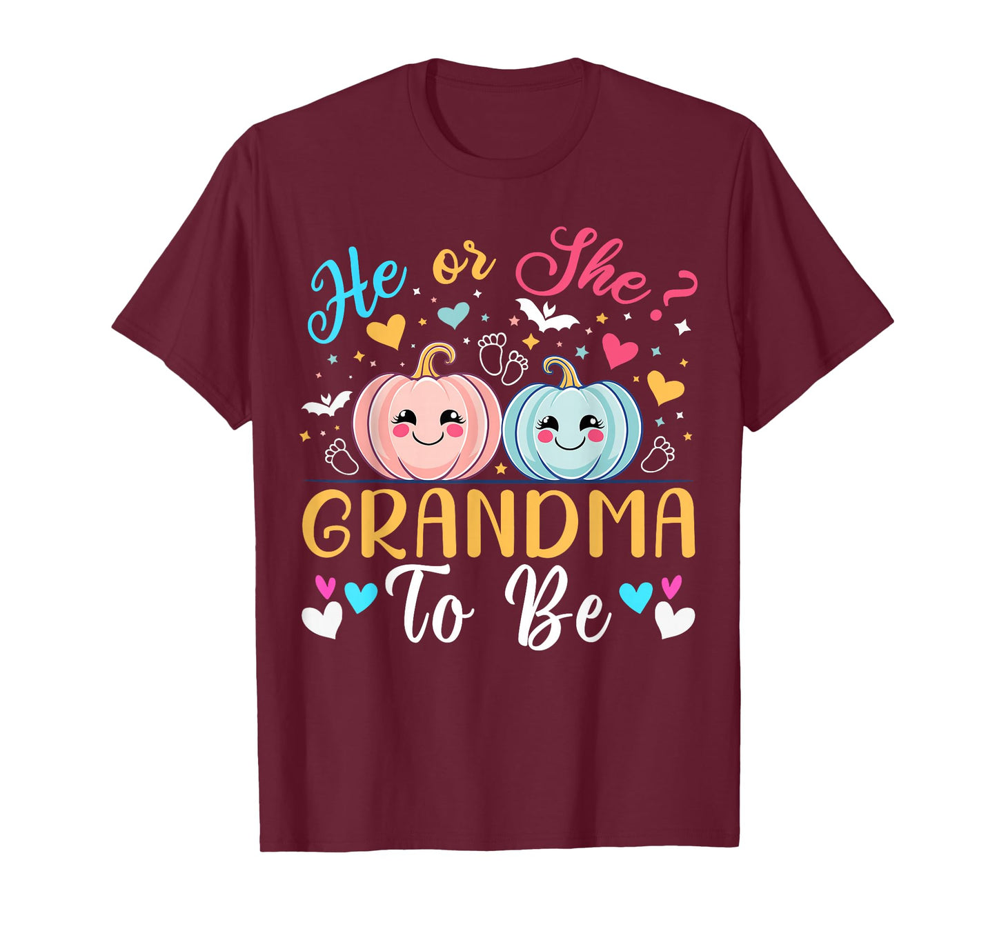 Halloween Gender Reveal He or She Grandma To Be Pumpkin T-Shirt