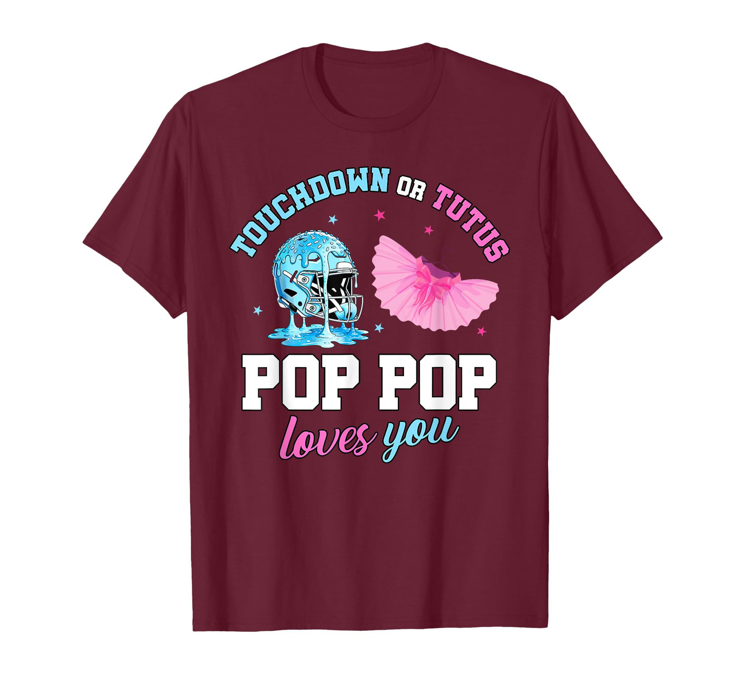 Touchdown or Tutu Pop Pop Loves You Football Gender Reveal T-Shirt