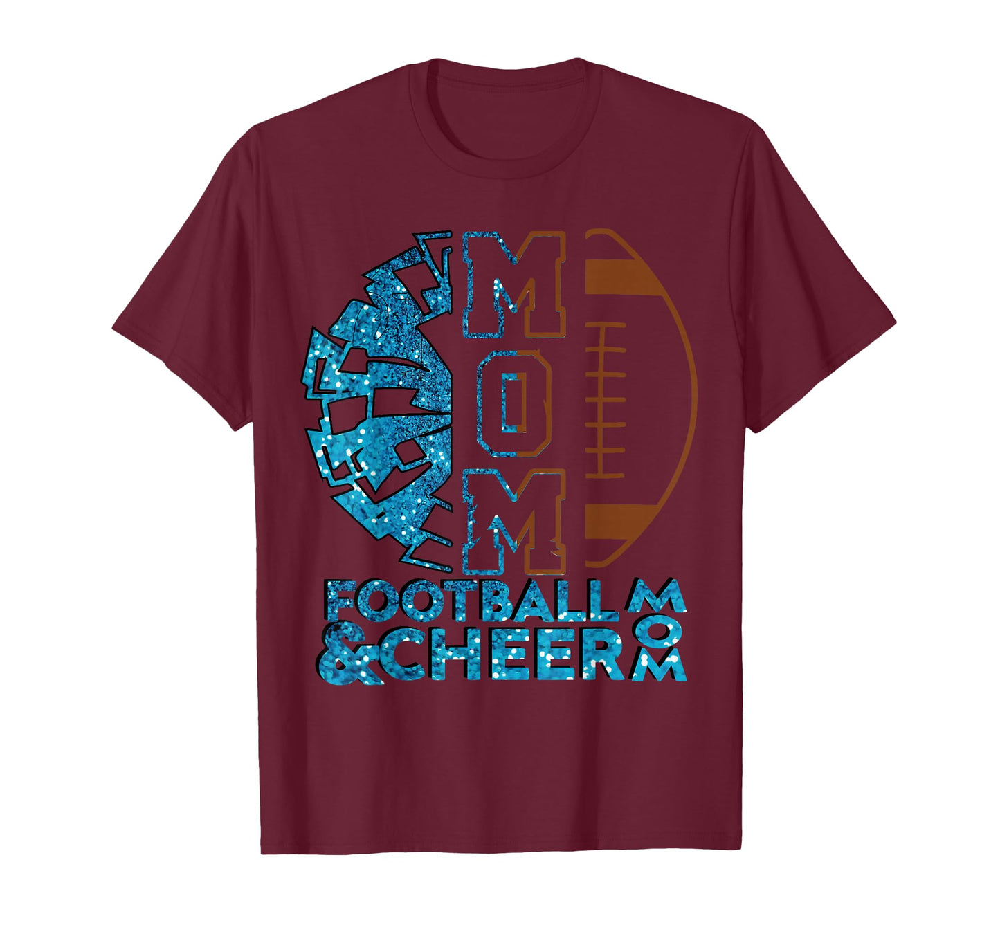 Cheer Football Cheerleading Mom Of Both Messy Bun Bleached T-Shirt