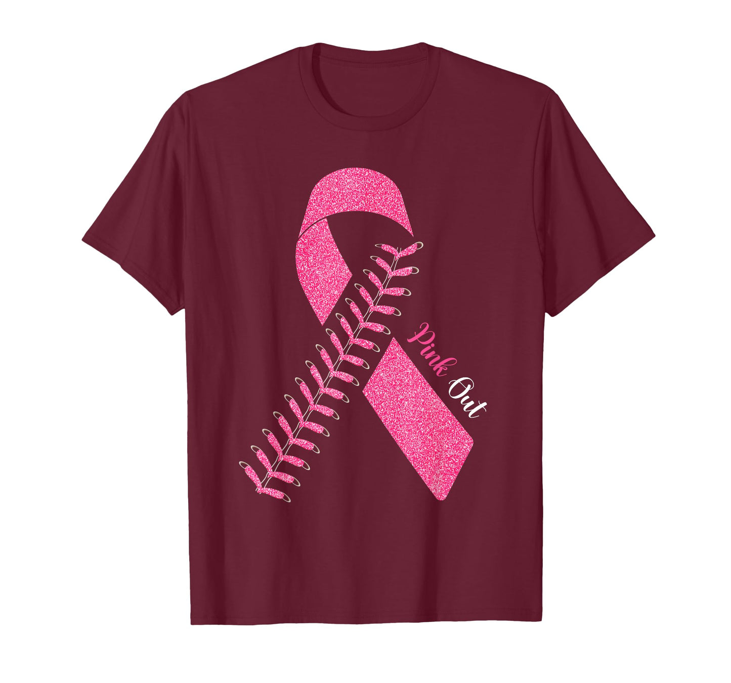Pink Out Breast Cancer Awareness Baseball Ball & Pink Ribbon T-Shirt