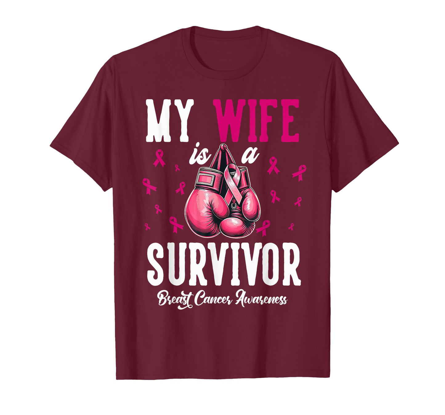 My Wife is A Survivor Boxing Glove Breast Cancer Awareness T-Shirt