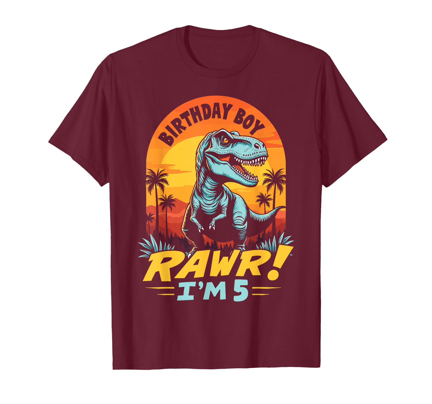 Rawr I'm 5 T-Rex Boys 5th Birthday Dinosaur Party Dino Lover T-Shirt