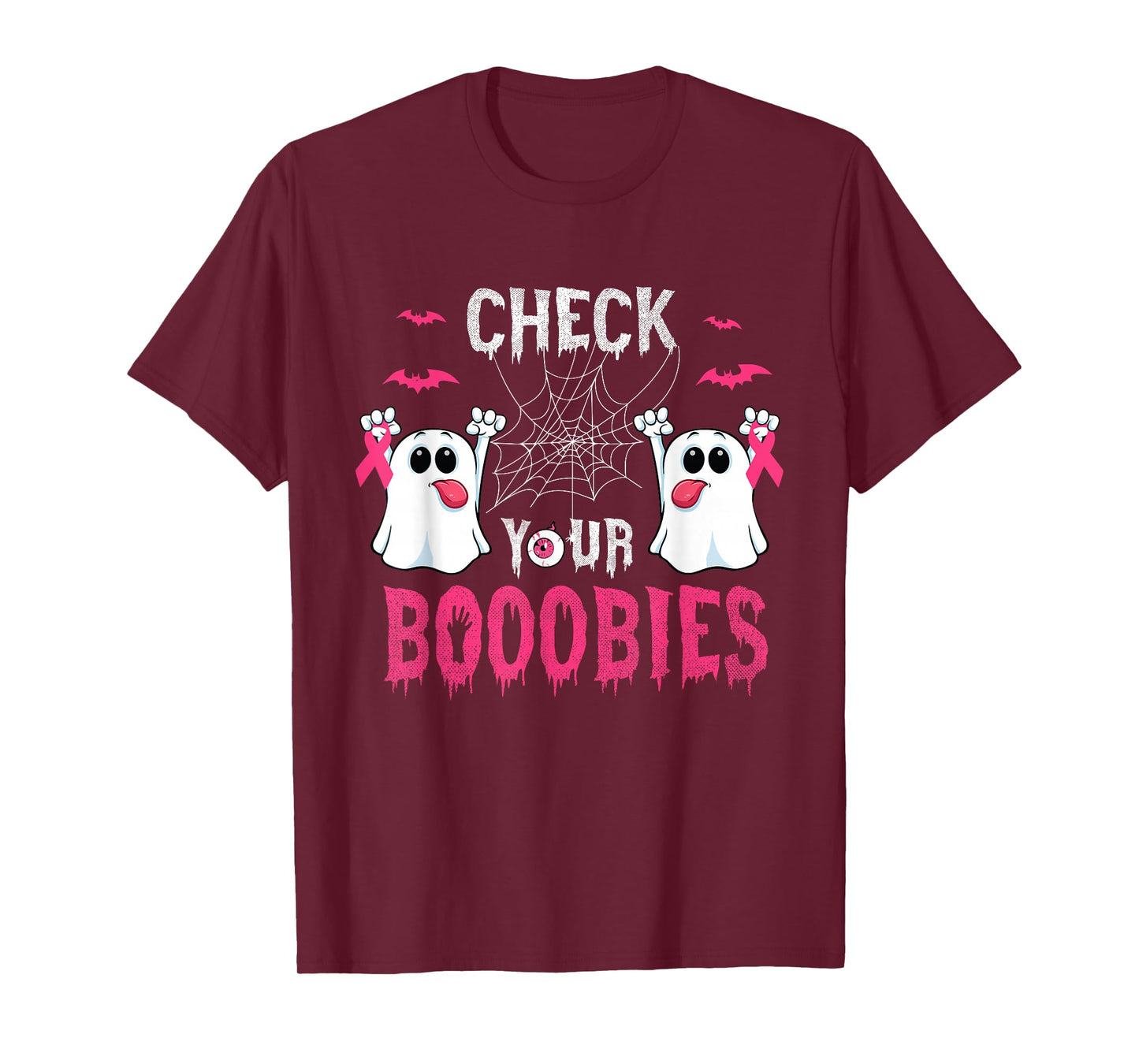 Halloween Breast Cancer Awareness-Check your Boobies Ghost T-Shirt