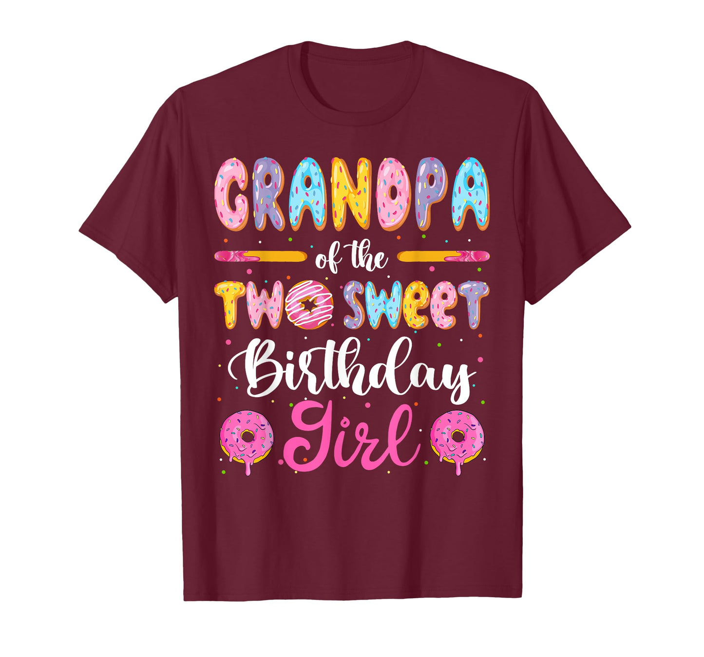 Grandpa Of The Two Sweet Birthday Girl Donut 2Nd Birthday T-Shirt