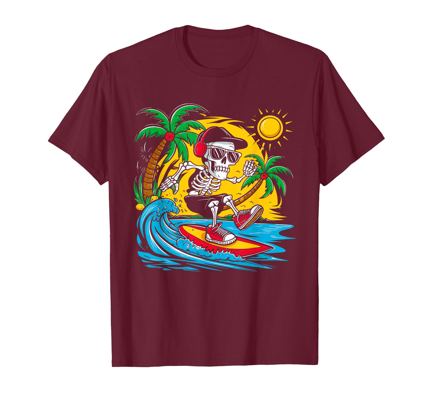 Funny Skeleton Riding Surfboard Surfing Summer Break Boys T-Shirt