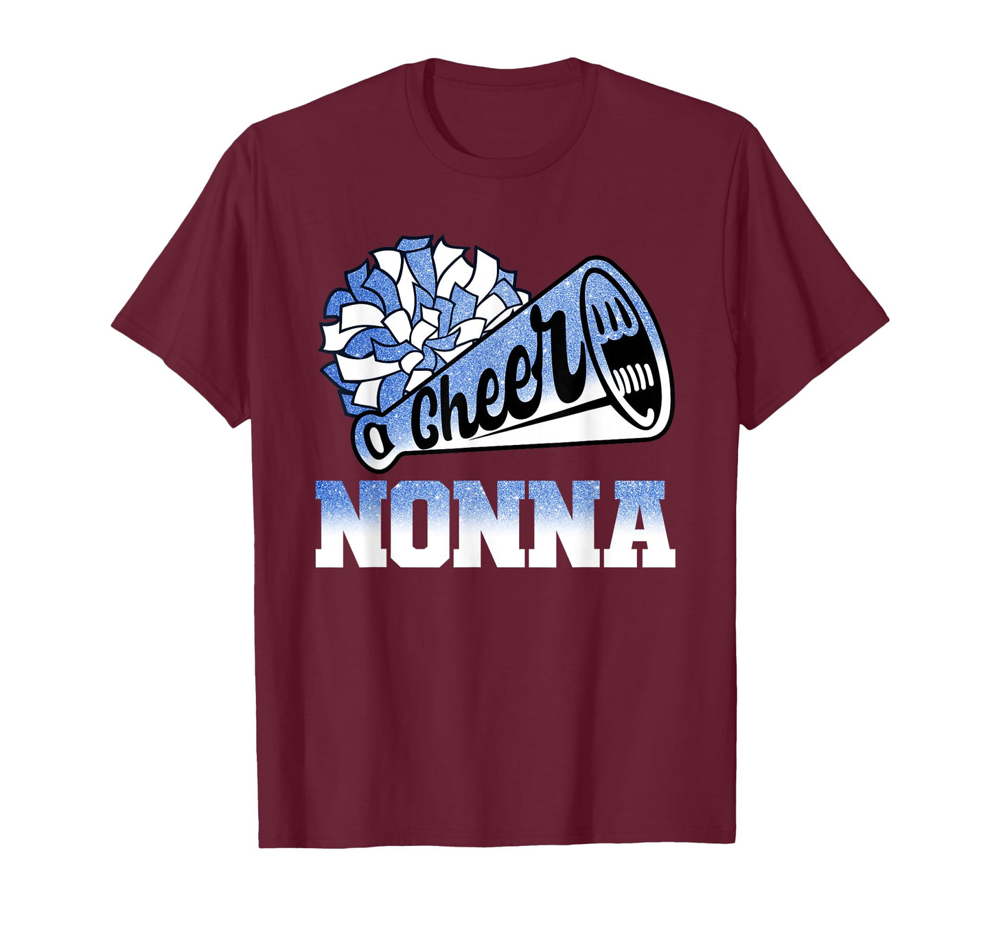 Cheer Nonna Biggest Fan Cheerleader Blue White Pom Pom T-Shirt