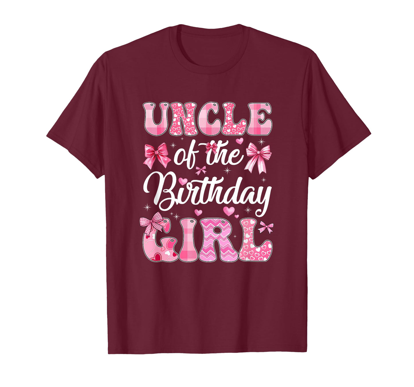 Uncle Of The Birthday Girl Family Pink Coquette Bow T-Shirt
